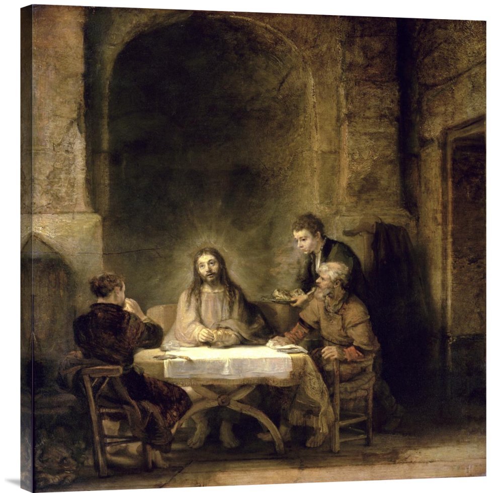 Rembrandt Van Rijn Supper at Emmaus Canvas Wall Art Print - Premium Gallery Wrapped Giclee Reproduction - Perfect for Living Room, Bedroom & Office Decor