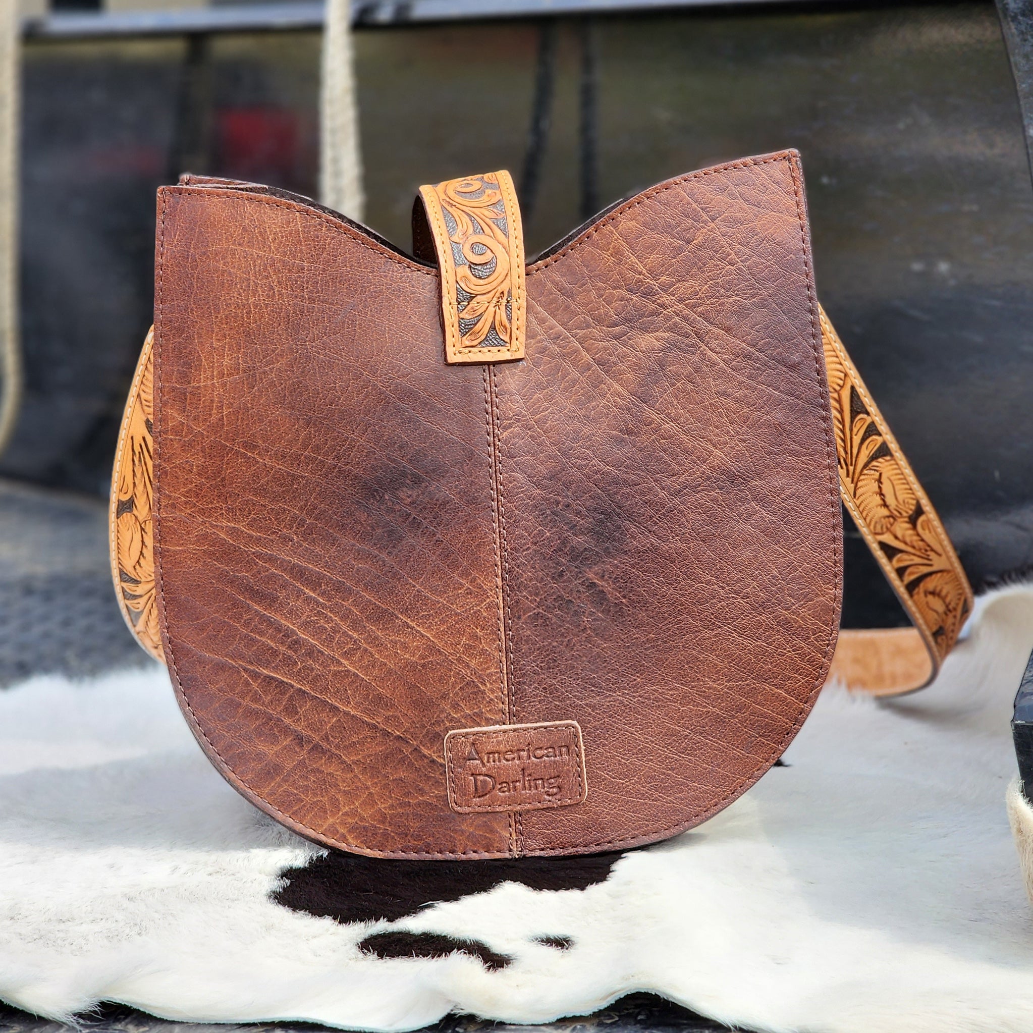 American Darling Genuine Tooled Leather Purse for Women - Vintage Western Handbag for Everyday Use, Date Night & Special Occasions