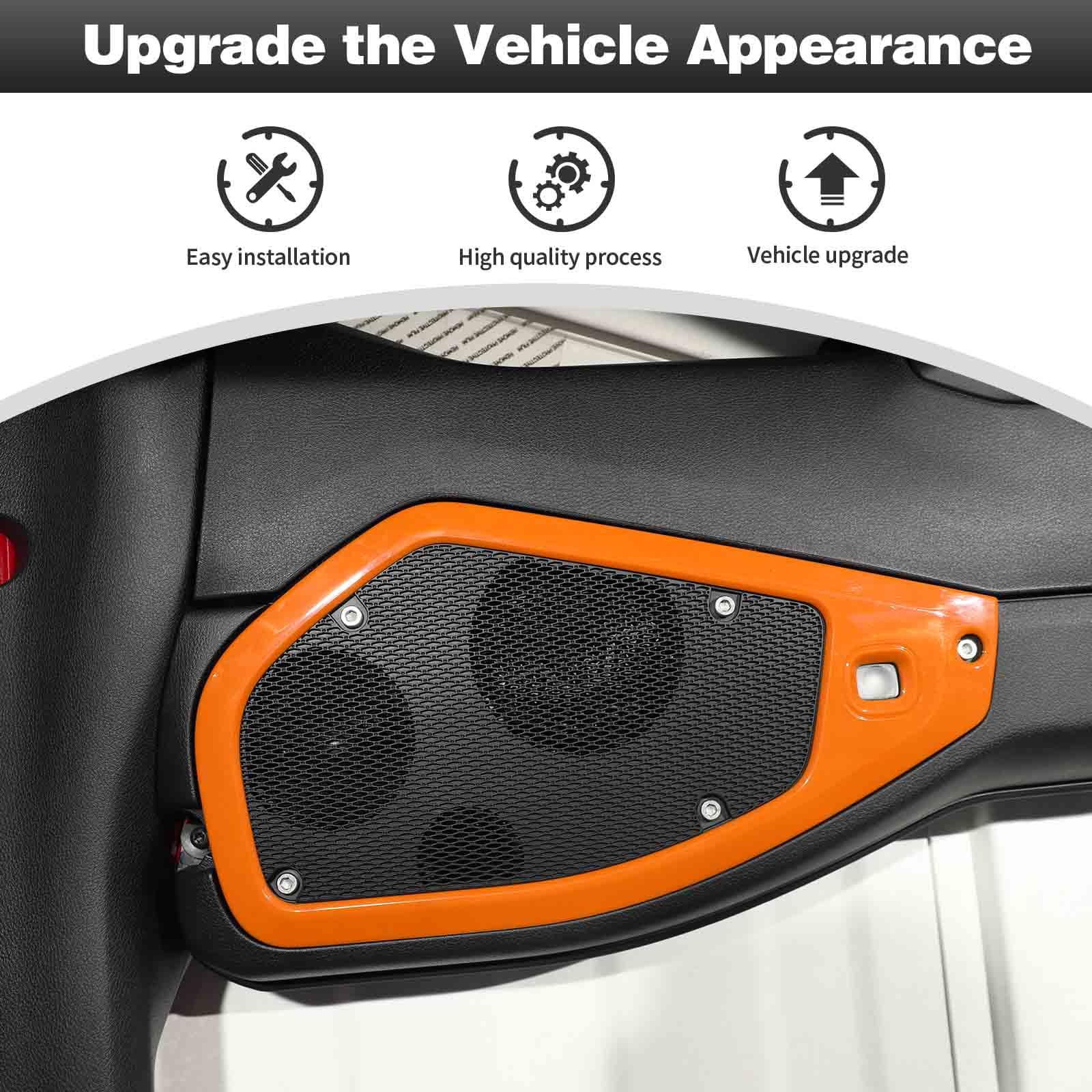 CheroCar Jeep Wrangler JL JLU & Gladiator JT Roof Speaker Cover Trim - Interior Accessories Compatible with 2024+ Models (Orange) - Perfect for Off-Road Adventures & Car Audio Upgrades