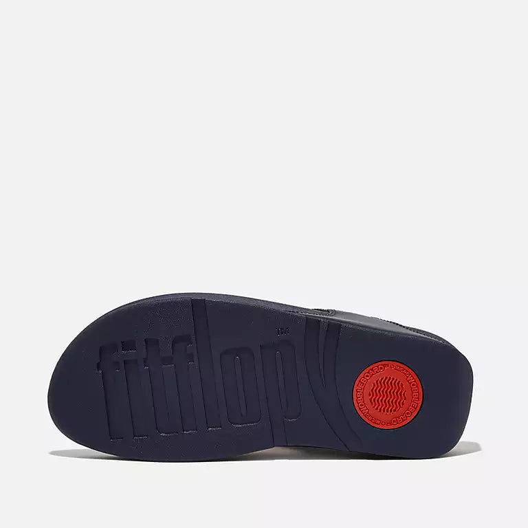 FitFlop Lulu Leather Sandals for Women - Comfortable Slide Sandals in Deepest Blue | Perfect for Beach, Vacation & Summer Walking