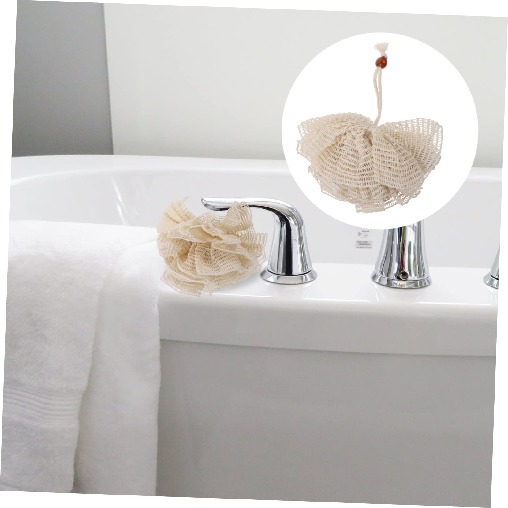 ADOCARN 2-Pack Exfoliating Loofah Bath Sponges for Shower & Body Wash - Soft Mesh Scrubber, Gentle Foam Bath Ball, Skin Cleansing Puff (Beige) - Perfect for Daily Shower, Exfoliation & Deep Cleaning