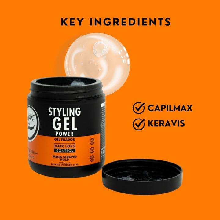 Rolda Power Styling Gel for Hair Loss Control - 35.2oz Strong Hold Hair Gel for Men & Women - Perfect for Daily Styling & Thinning Hair Care