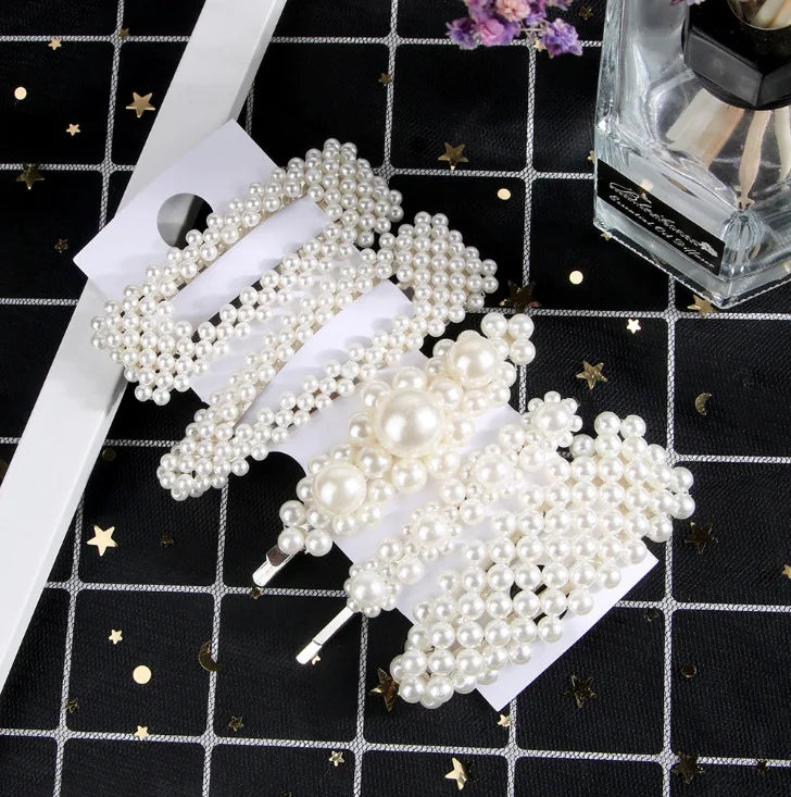 5Pcs/Set Elegant Pearl Hair Clips for Women - Snap Button Hairpins, Sweet Pearl Barrettes, Hair Jewelry Accessories - Perfect for Weddings, Parties & Everyday Styling