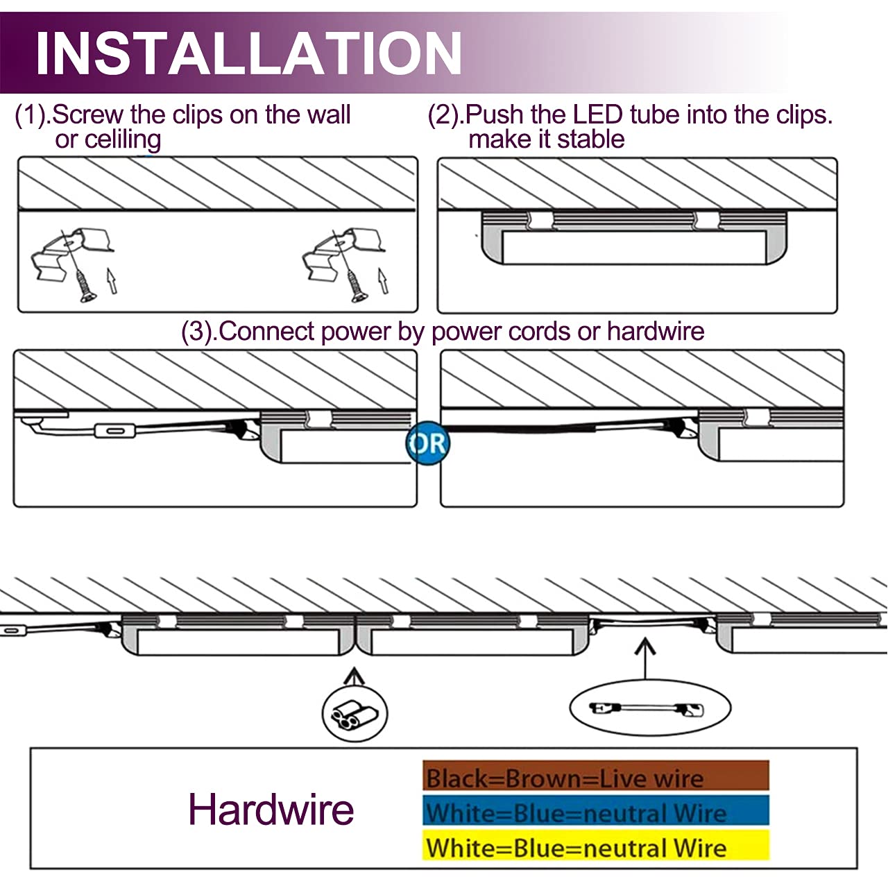 24 Pack 2FT 10W 6000K Daylight White LED Shop Lights - Linkable T8 Integrated Tube Lights with Clear Cover & On/Off Switch - Perfect for Garage, Workshop, Workbench, Kitchen Under Cabinet Lighting and Commercial Spaces