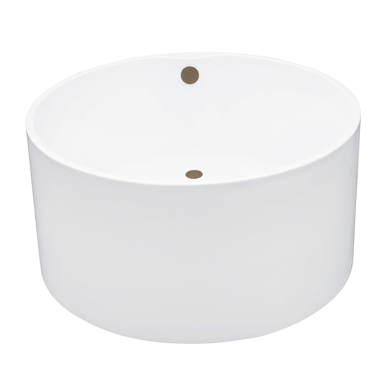 Aqua Eden 45 Inch Acrylic Freestanding Bathtub - Round Double-Ended Soaking Tub with Overflow Drain, Glossy White & Antique Brass Finish - Perfect for Luxury Bathrooms and Spa Retreats