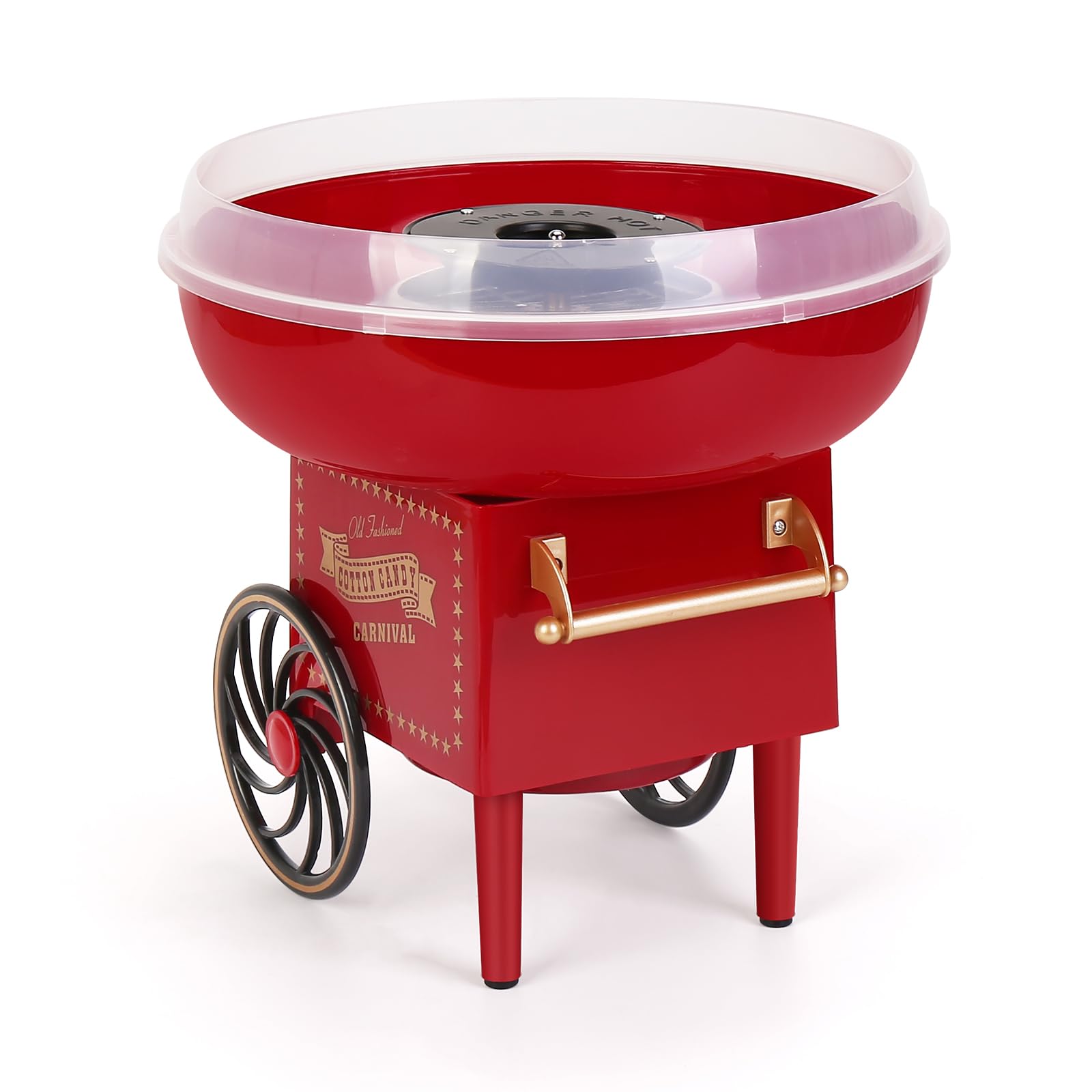 Mini Electric Cotton Candy Maker Machine with Sugar Scoop & Splash-Proof Plate - Portable Countertop Candy Floss Maker for Kids, Birthday Parties, Christmas, Carnivals & Home Use (Red)