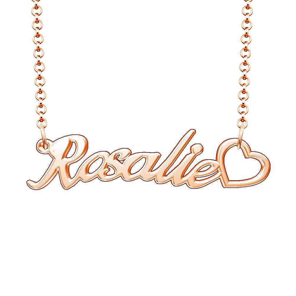 Personalized Rose Gold Plated Heart Pendant Necklace with Custom Name - Perfect Gift for Anniversary, Valentine's Day & Mother's Day