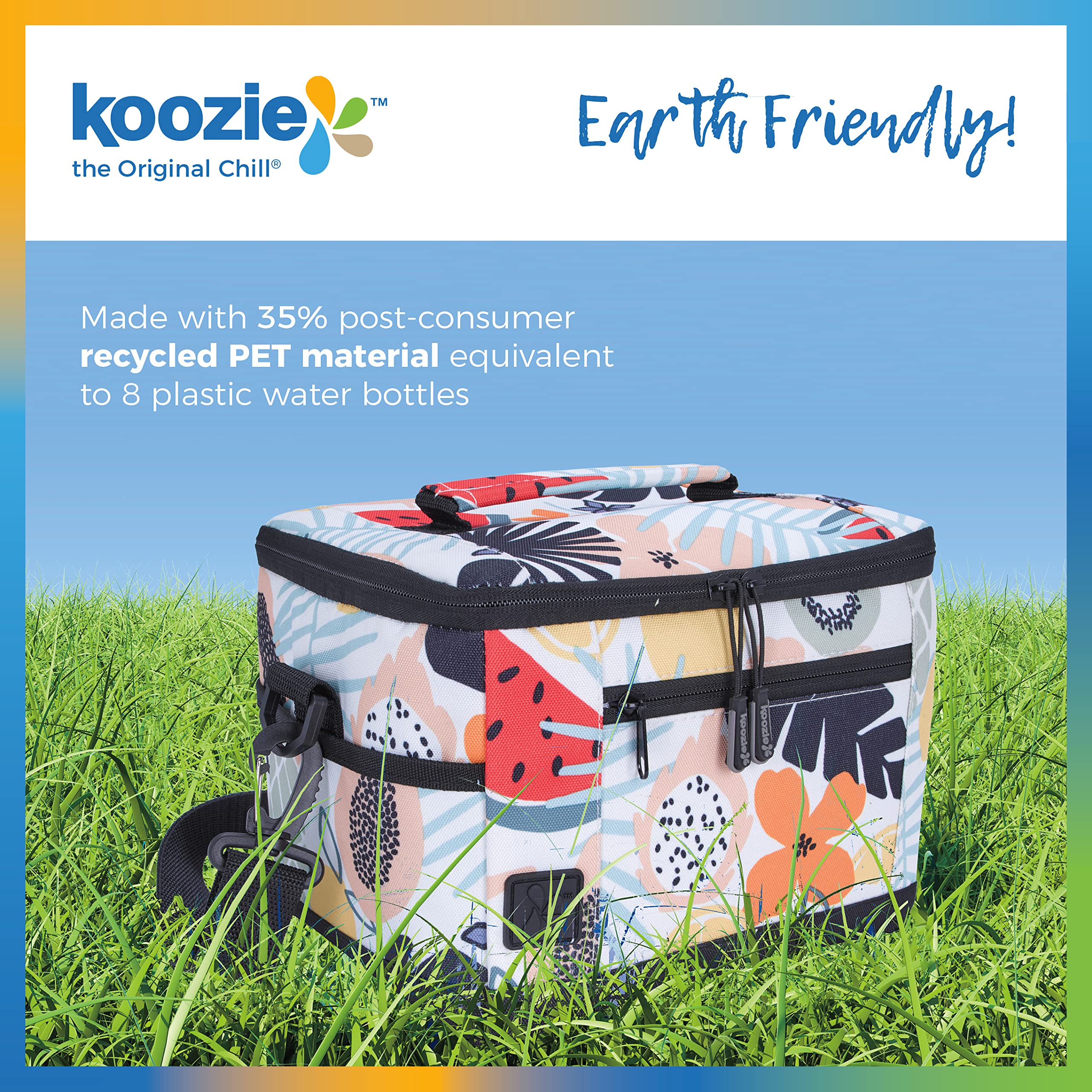 KOOZIE Small Insulated Lunch Cooler Bag - 6 Can Soft-Sided Collapsible Lunch Box for Women, Portable for Work, Camping, Beach, Travel, Picnics, and Outdoor Adventures
