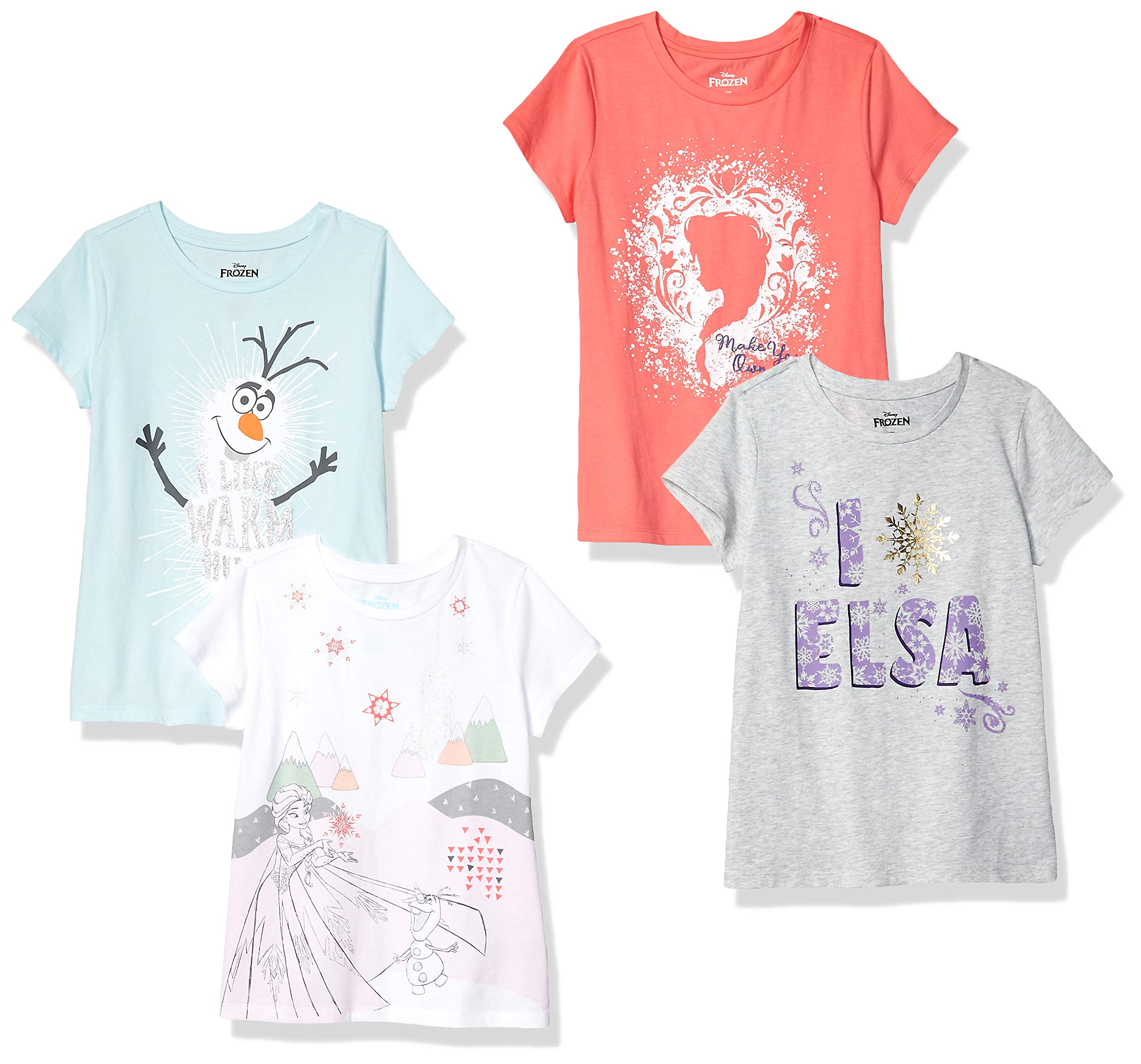 Disney Marvel Star Wars Frozen Princess Girls & Toddlers Short Sleeve T-Shirts Multipack - Cute Kids Graphic Tees for Playdates, School & Family Outings