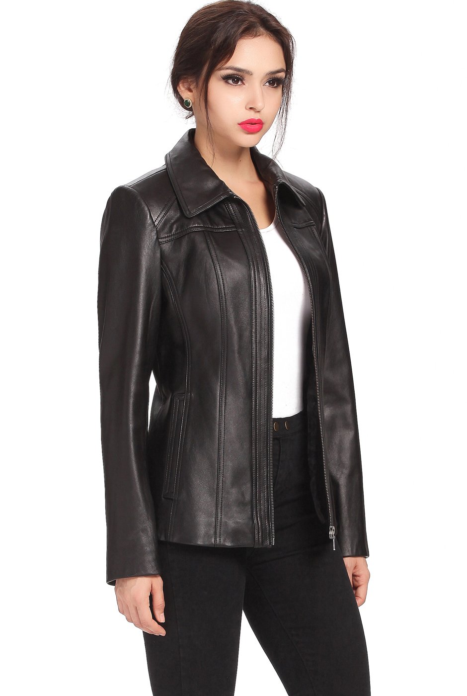 BGSD Women's Ellen Lambskin Leather Jacket - Genuine Soft Leather, Plus Size & Petite Options - Stylish Outerwear for Casual Wear, Date Nights & Fall Fashion