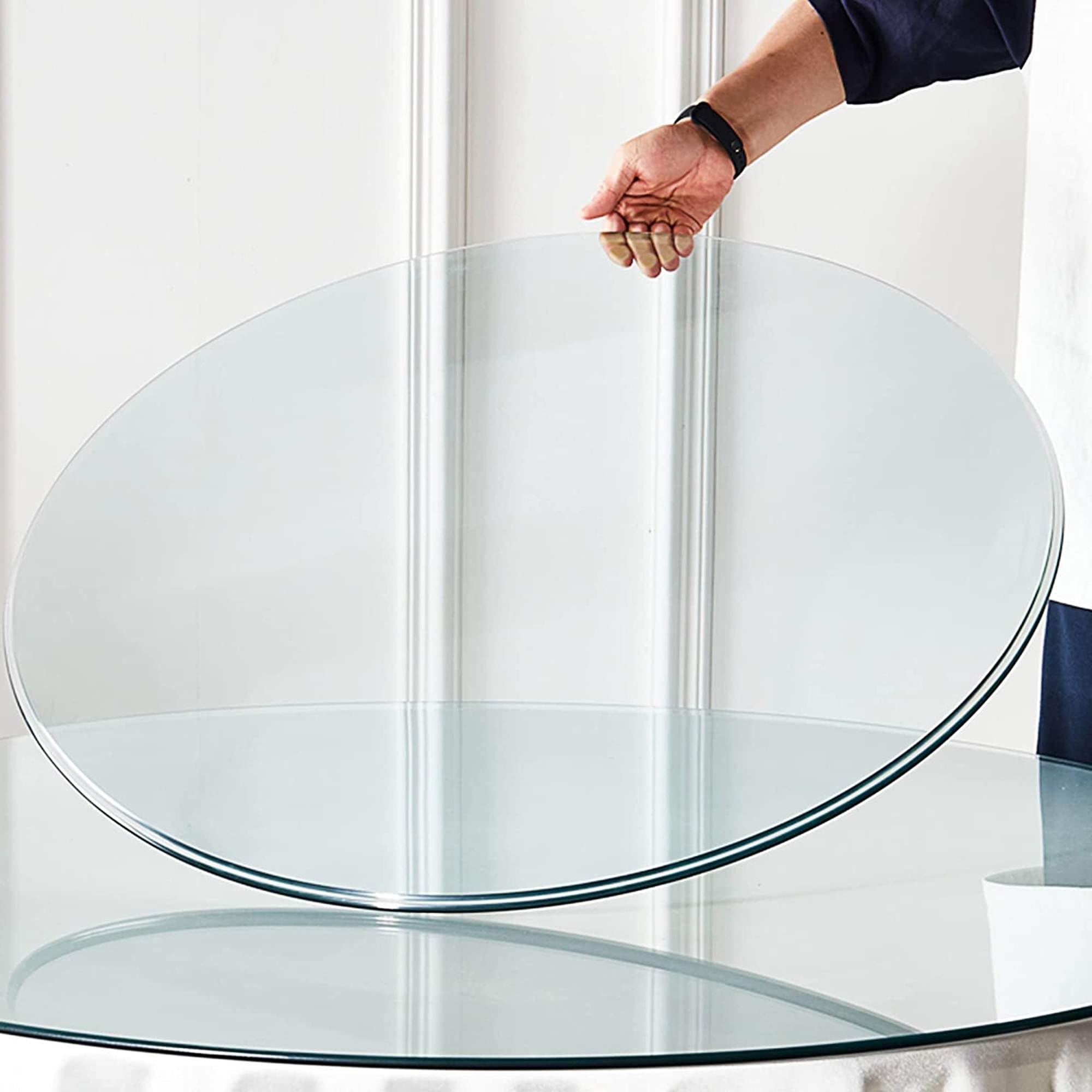 48 Inch Round Tempered Glass Table Top - Durable Replacement for Kitchen, Dining Room & Outdoor Patio Use - Perfect for Family Meals, Entertaining Guests & Alfresco Dining