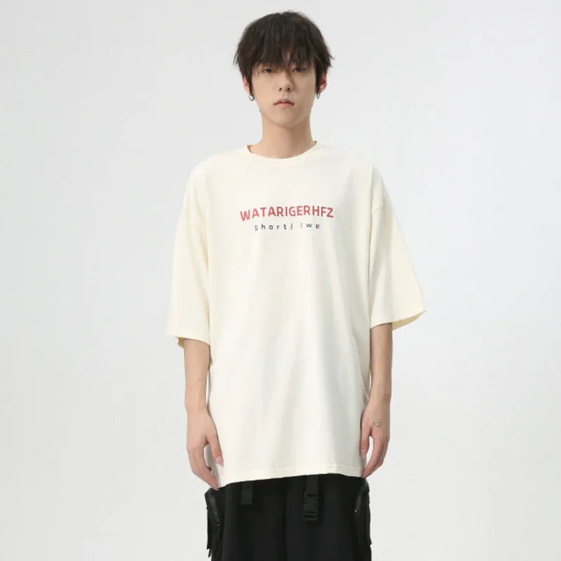 American Style Men's T-Shirts - Round Neck Short Sleeve Cotton Tees with Letter Print | Trendy Summer Casual Wear for Everyday Outfits & Street Fashion