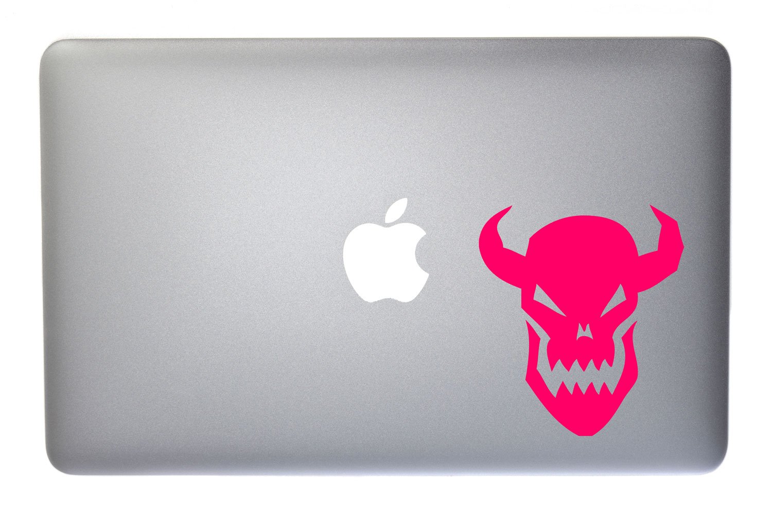 Laughing Demon Monster Skull Face with Horns - 5 Inch Neon Pink Vinyl Decal Sticker for MacBook, Laptop, Phone, Tablet, Car, Wall | Waterproof & Durable | Perfect for Halloween Decor, Gaming Setup, Punk Style Accessories