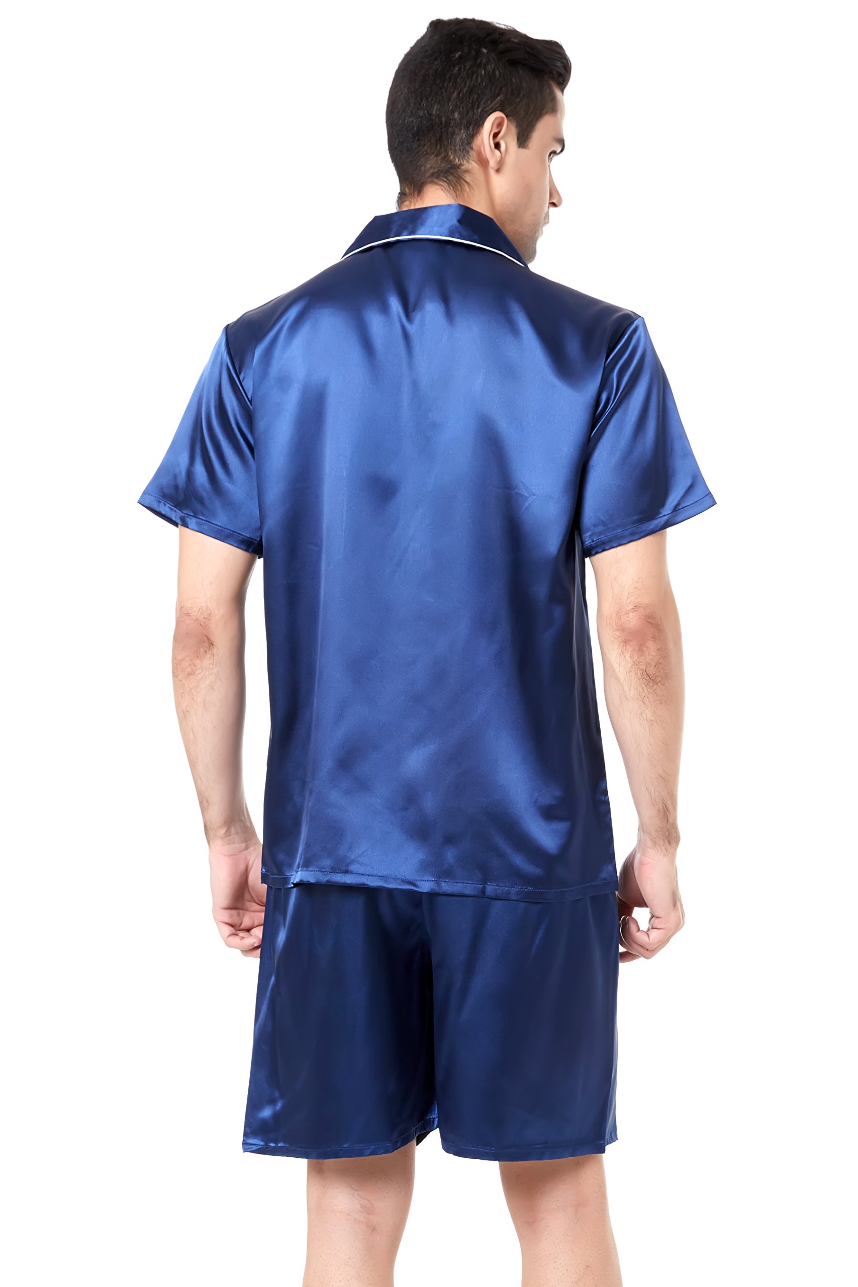 Men's Short Sleeve Satin Pajama Set with Comfortable Shorts - Soft & Breathable Sleepwear for Summer Nights, Lounge Wear at Home