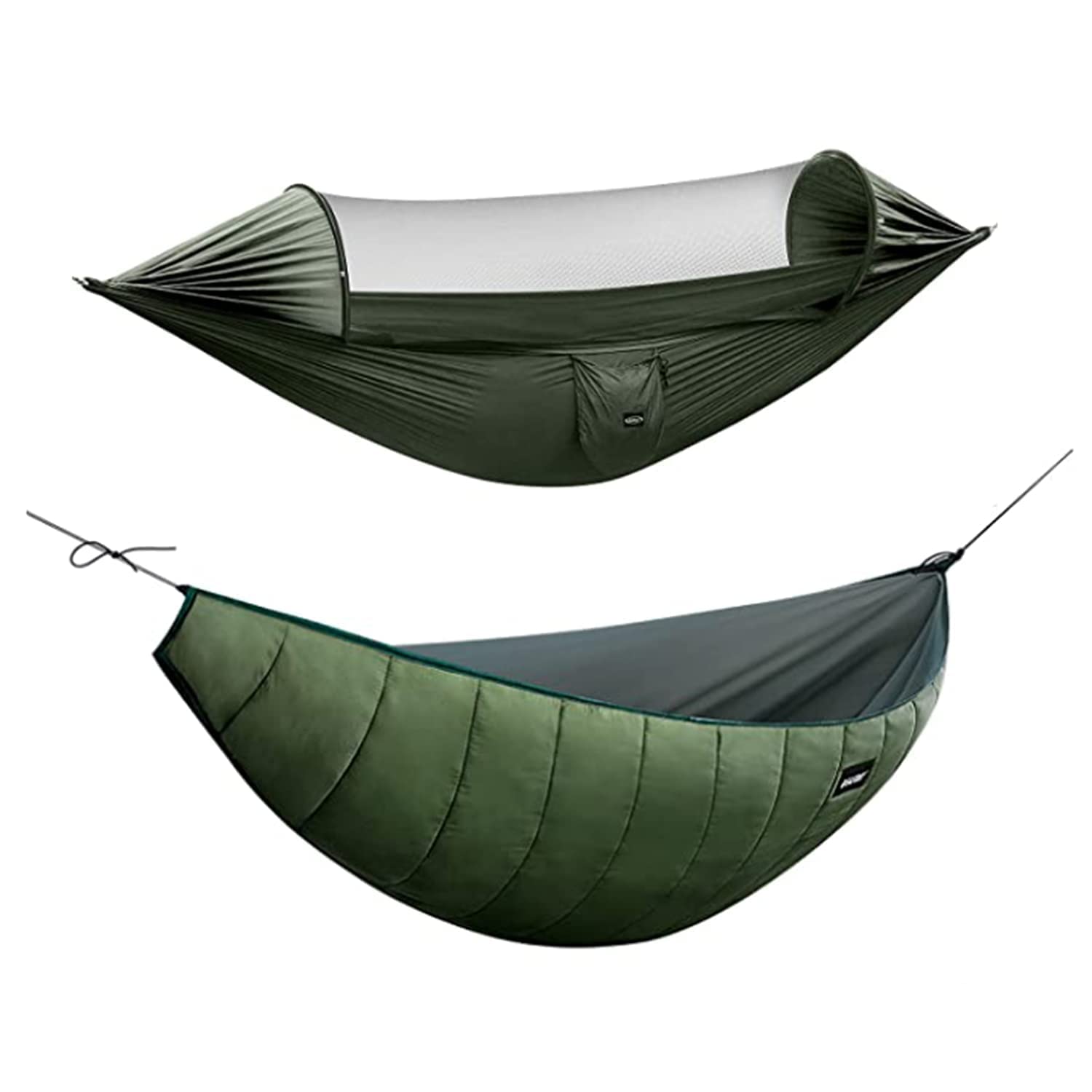 G4Free 2-Person Large Camping Hammock with Mosquito Net & Underquilt - Lightweight Parachute Hammock for 4-Season Outdoor Use - Perfect for Backpacking, Hiking, Backyard Relaxation & Winter Camping