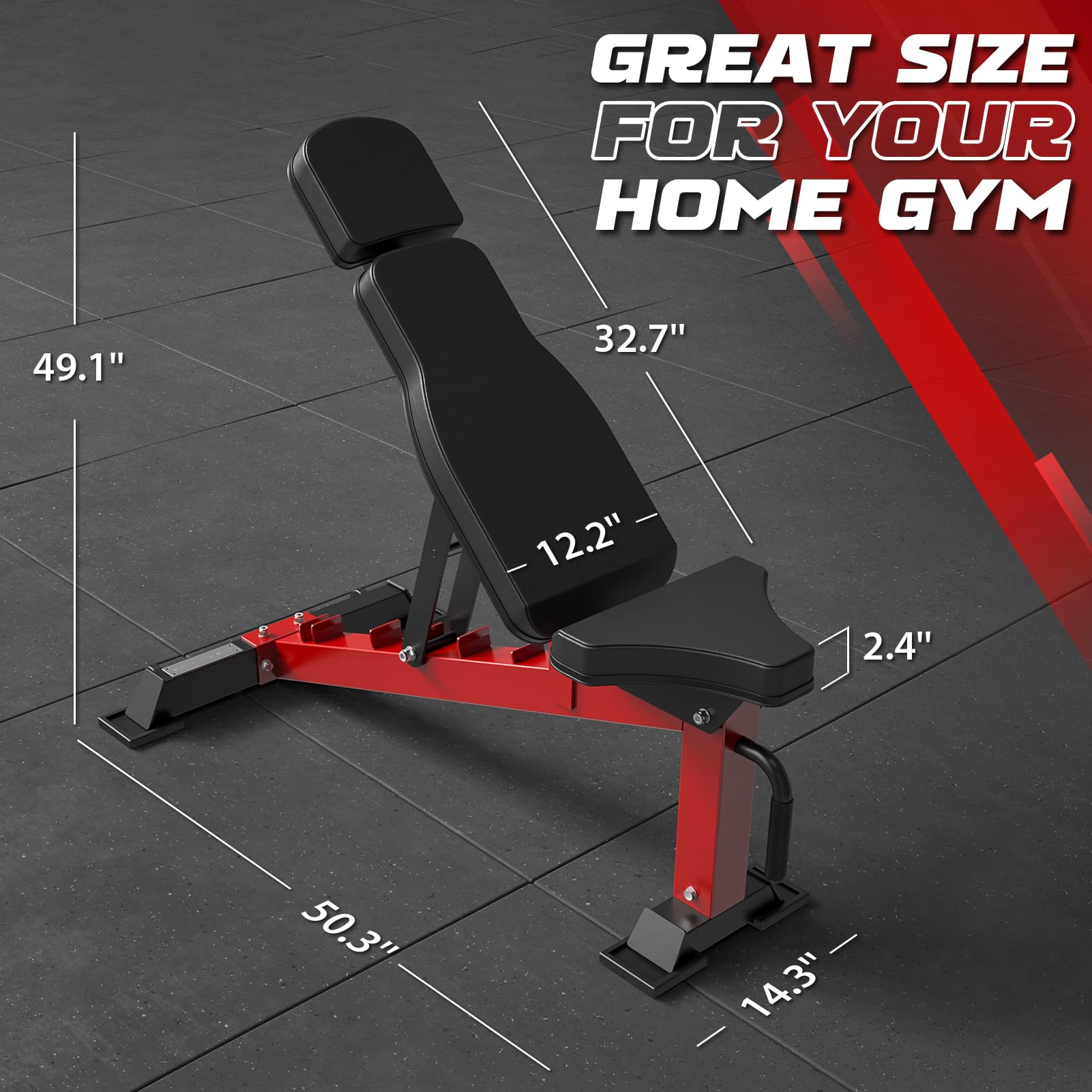 Mikolo Adjustable Weight Bench for Strength Training - 7 Back Positions, Full Body Workout Bench for Home Gym - Perfect for Dumbbell Press, Sit-ups & Strength Exercises