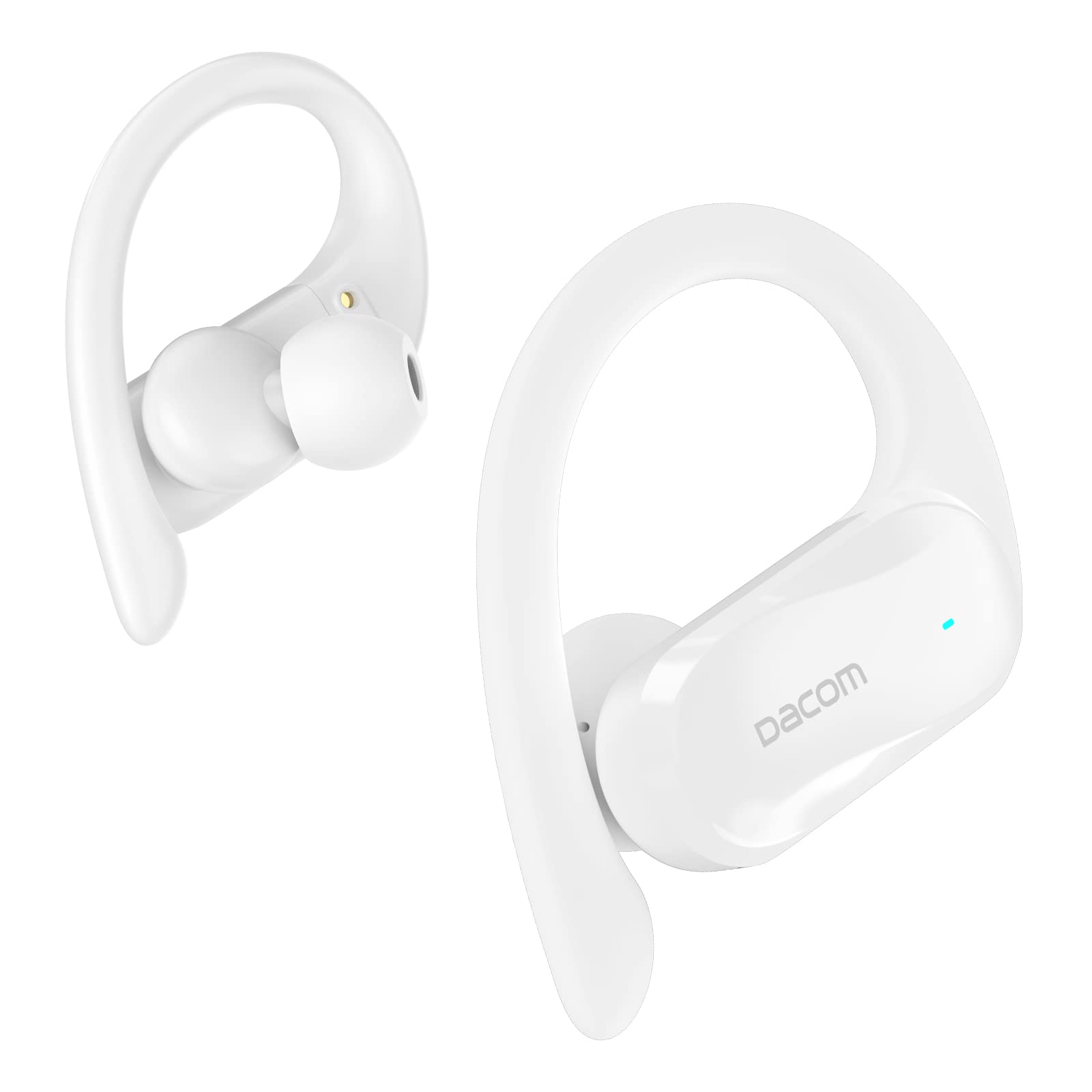 Wireless Sport Earbuds with Secure Earhooks - Sweatproof Bluetooth Headphones for Running & Cycling | 30H Playtime with 500mAh Charging Case | 13mm Deep Bass Drivers (White) - Perfect for Workouts, Gym, Jogging & Outdoor Activities