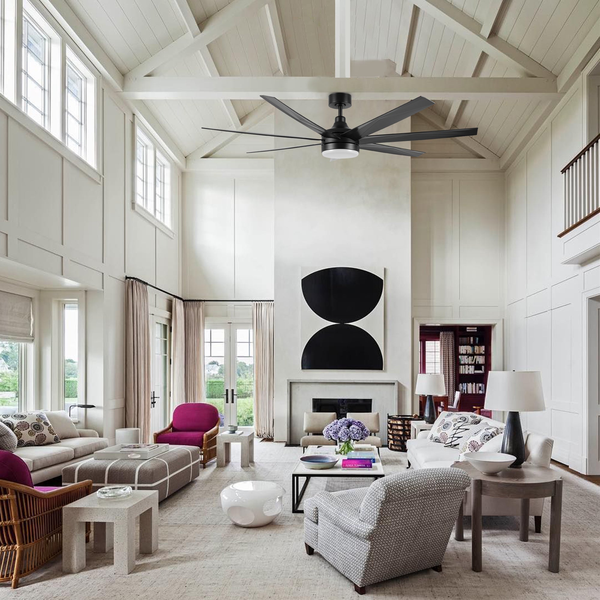 65 Inch Daventry High CFM Ceiling Fan with LED Light & Remote Control - Energy Efficient Air Circulation for Living Room, Bedroom, and Outdoor Spaces
