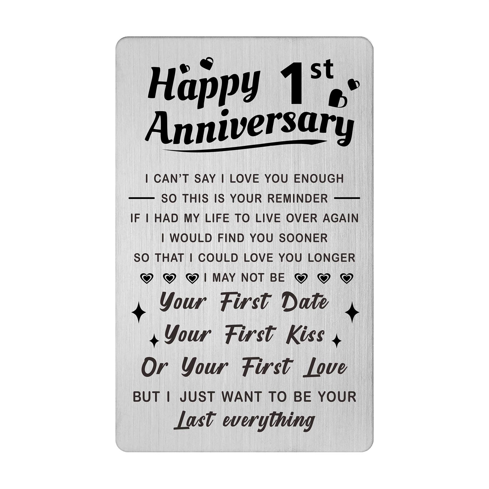 Jzxwan 1st Anniversary Card - Romantic Wedding Anniversary Gift for Husband, Wife, Boyfriend or Girlfriend - Perfect 1 Year Anniversary Present for Couples - Great for First Wedding Anniversary, Valentine's Day & Romantic Occasions