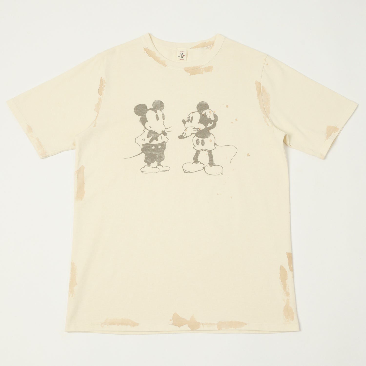 Vintage 1950s Flea T 'Mono Mickey Evolution' Retro Short Sleeve Cotton T-Shirt - White | Disney Inspired Casual Wear for Men & Women | Perfect for Theme Parks, Cosplay & Retro Fashion