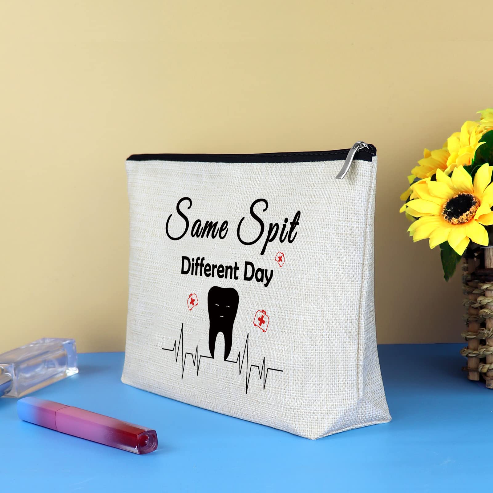 Funny Dentist Gift Makeup Bag for Women - Cute Cosmetic Pouch for Dental Hygienists, Students & Assistants - Perfect Graduation, Birthday & Christmas Present - Great for Travel, Work & Daily Use