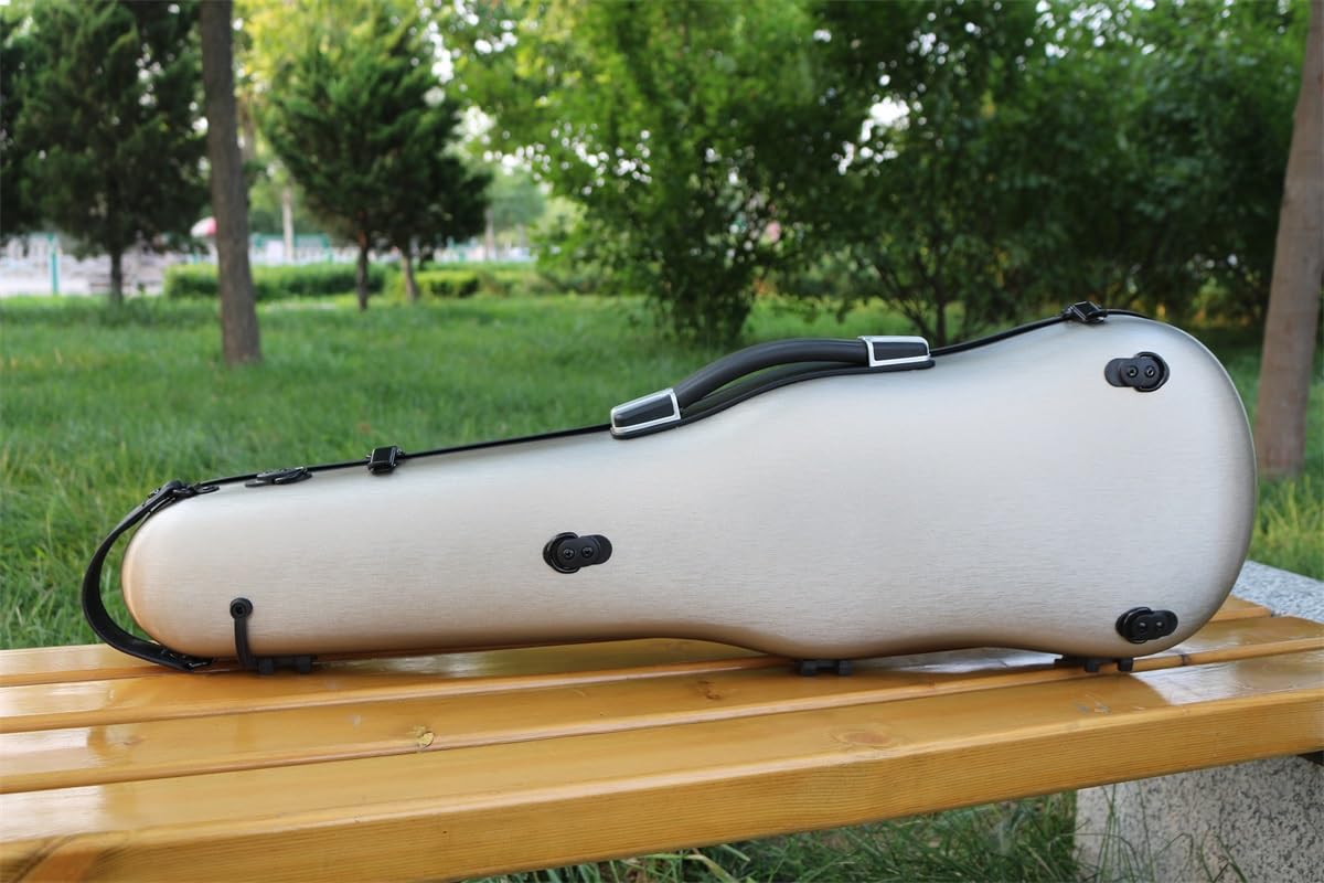 Premium 4/4 Full Size Carbon Fiber Violin Case - Lightweight Hard Shell Flight Case with Hygrometer, Anti-Scratch Protection & Backpack Straps (Silver) | Perfect for Travel, Performances & Professional Musicians