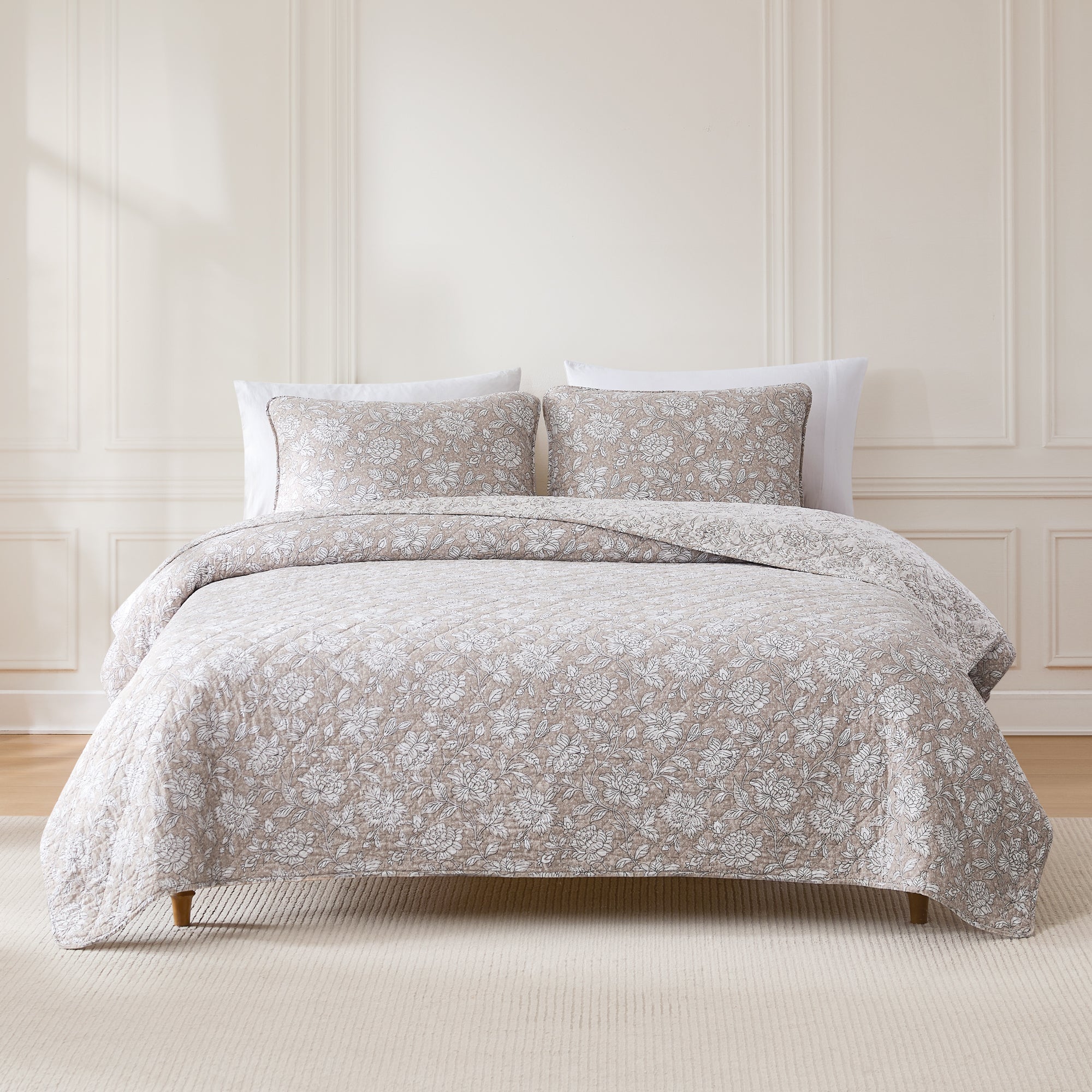 Zara Floral Block Reversible Cotton Quilt Set - Queen Size Bedding, Soft & Breathable Comforter Cover with Pillowcases - Perfect for Spring & Summer Bedroom Decor