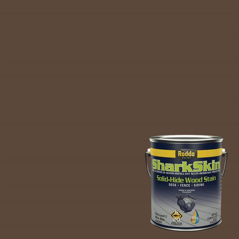Rodda Paint SharkSkin Deck and Siding Stain - 1 Gallon (4-Pack) - Chocolate Brown - Premium Exterior Wood Protection for Decks, Fences & Siding - Weather-Resistant Finish for Outdoor Use