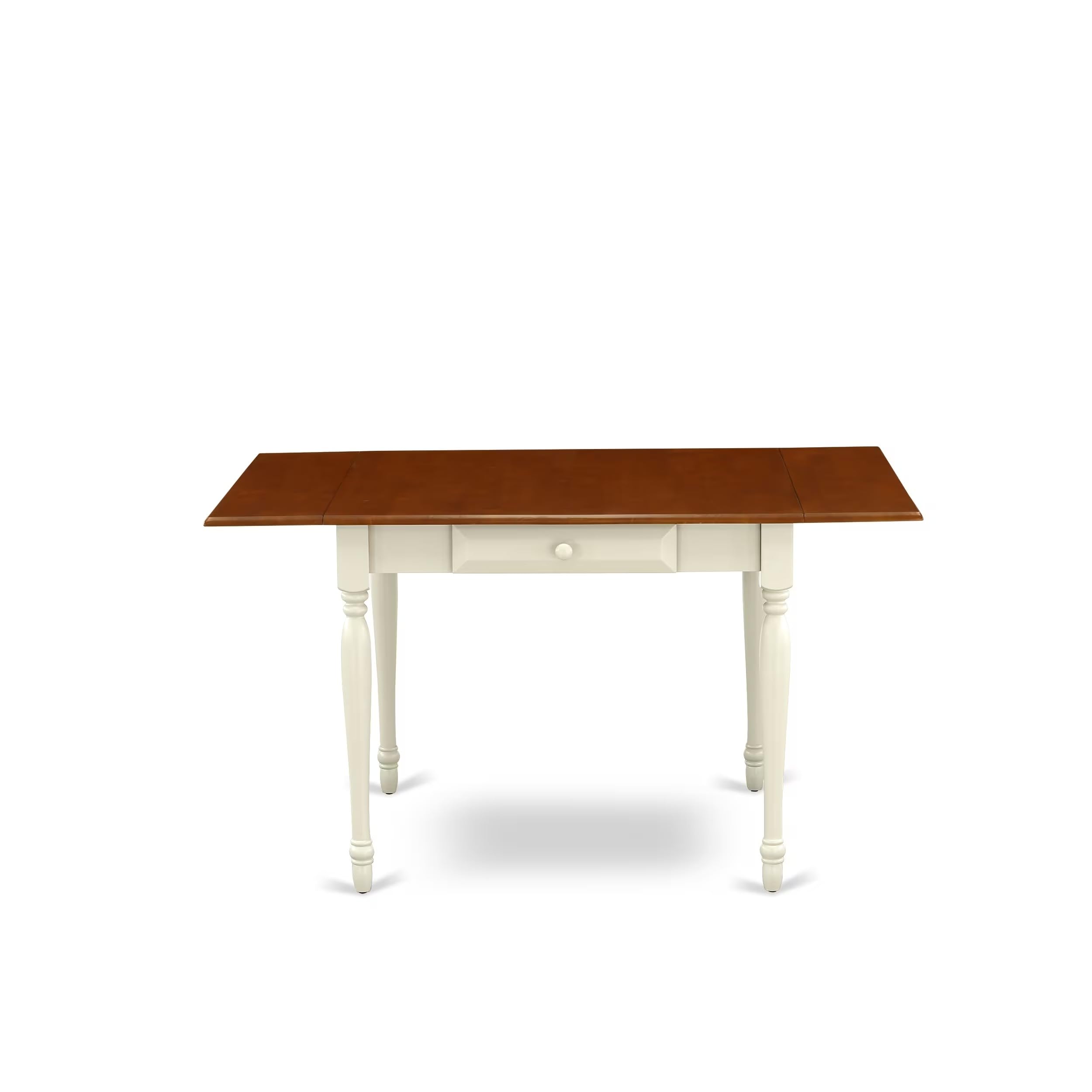 East West Furniture MZQU3-WHI-W 3-Piece Dining Set with Drop-Leaf Table & 2 Chairs, 36x54 Inch, Buttermilk & Cherry - Perfect for Small Kitchens, Breakfast Nooks & Compact Dining Spaces