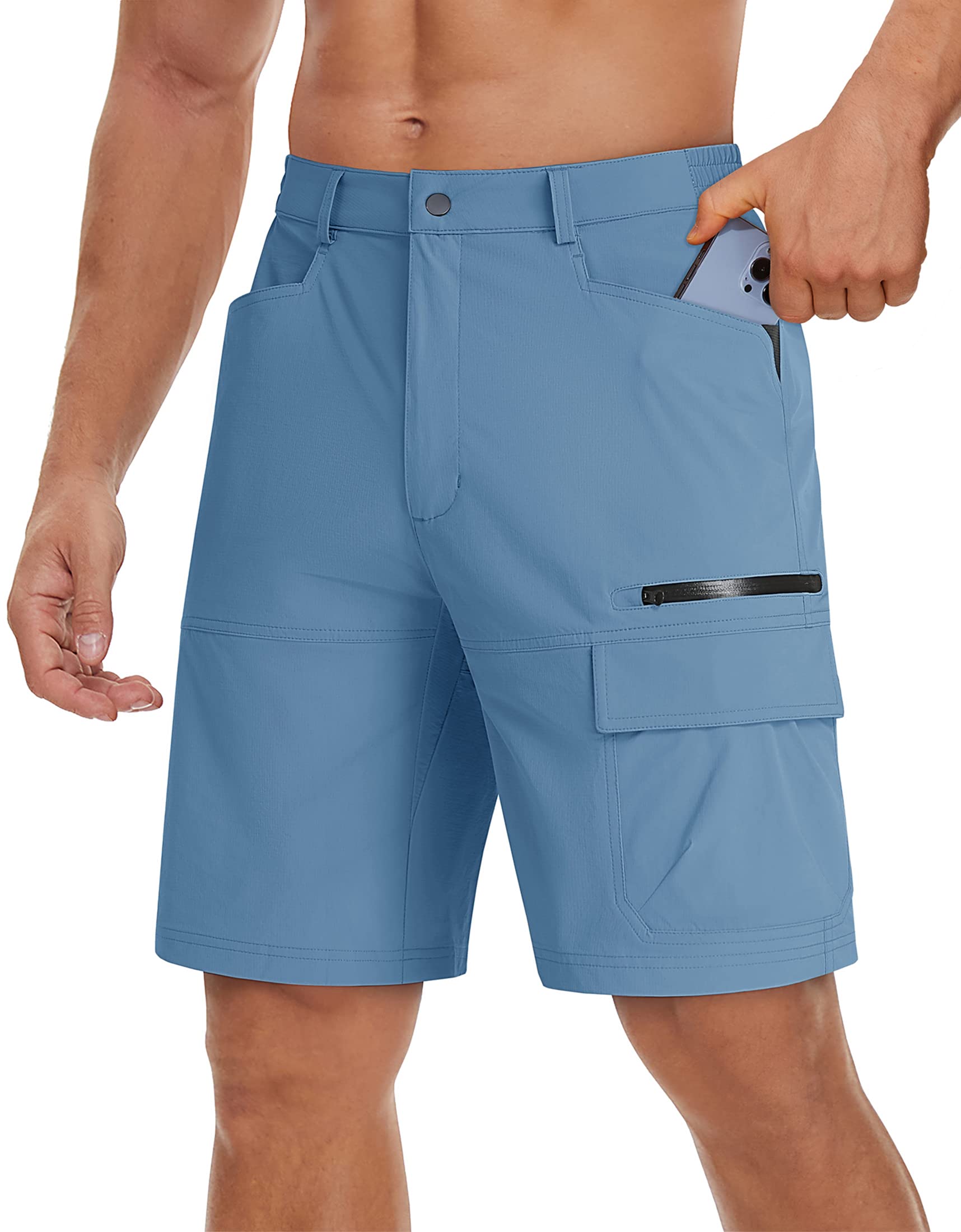 TACVASEN Men's Quick Dry Cargo Shorts - Lightweight Summer Outdoor Hiking & Work Shorts with Multiple Pockets (No Belt Included) - Perfect for Camping, Travel & Casual Wear