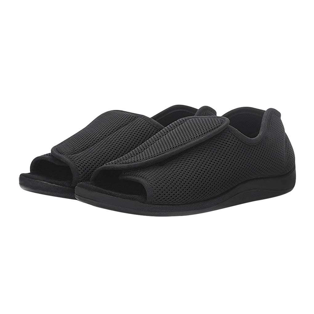 IPENNY Men's Wide Width Open Toe Diabetic Slippers - Adjustable Orthopedic Walking Shoes for Foot Relief - Non-Slip House Shoes for Bunion, Swollen Feet, Flat Feet & Hammertoes - Ideal for Arthritis, Edema & Post-Surgery Recovery - Comfortable Indoor & Outdoor Use