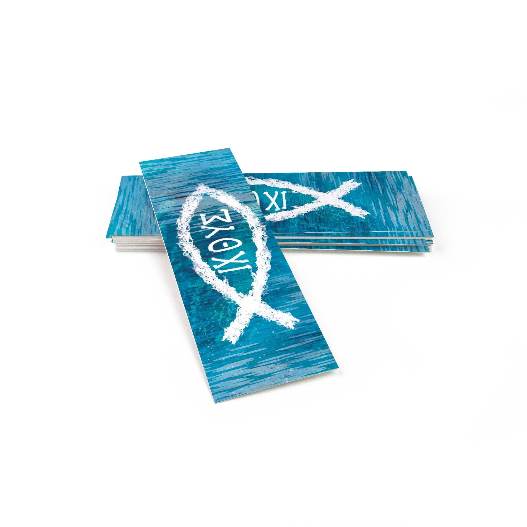Bulk Pack of 25 Ichthus Jesus Fish Christian Bookmarks for Kids - Matthew 4:19 Bible Verse, Sunday School Prizes & Scripture Gifts for Children & Youth - Perfect for Bible Study, Church Events & Religious Education