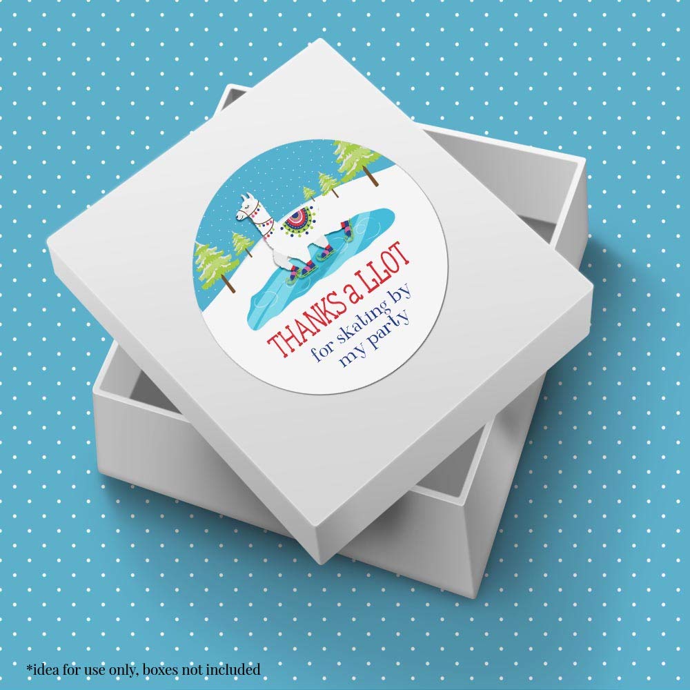 Winter Llama Ice Skating Themed Thank You Stickers for Kids - 40 Pack 2