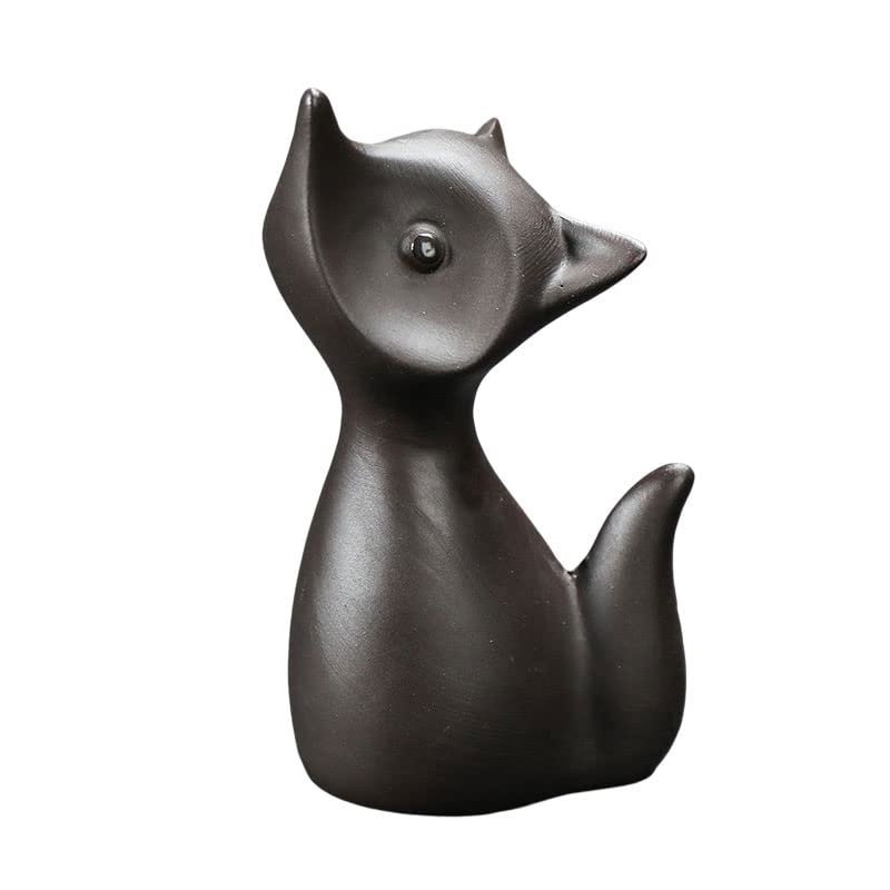 Handmade Purple Clay Fox Tea Pet for Kung Fu Tea Tray - Tea Ceremony Decor
