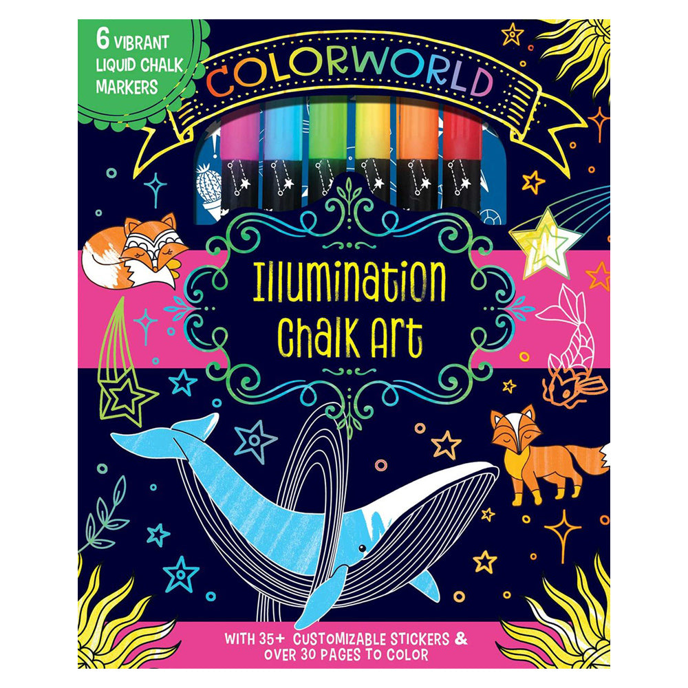 ColorWorld Series Illumination Chalk Art Coloring Kit - Glow in The Dark Sidewalk Chalk for Kids Outdoor Activities & Nighttime Creative Play