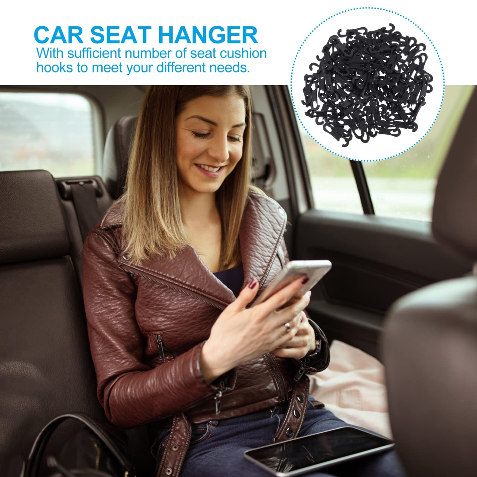 200Pcs Car Seat Cushion Hooks - Heavy Duty Auto Cushion Fixing Clips for Car Cover & Back Seat Accessories - Perfect for Securing Seat Covers in SUVs, Trucks and Sedans