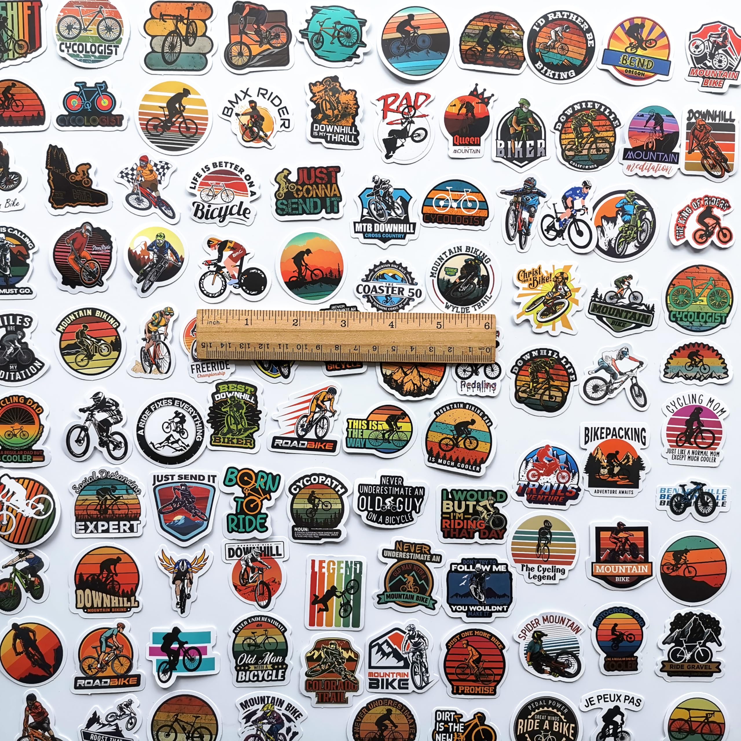 100Pcs Cool Bicycle Decals - Waterproof Vinyl Bike Stickers for Road & Mountain Bikes - Durable Frame & Helmet Decals - Perfect for Customizing Cycling Gear & Personalizing Your Ride (Ideal for Commuting, Racing & Outdoor Adventures)