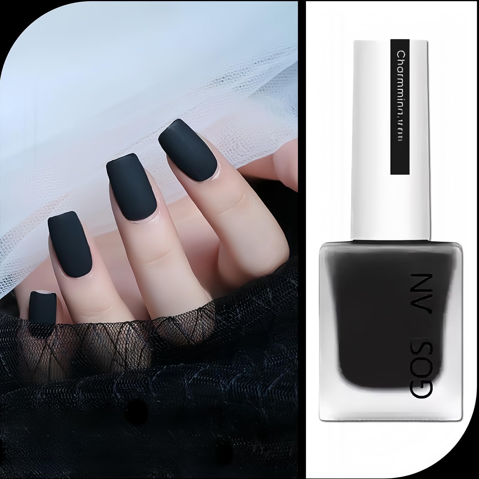 Matte Black Nail Polish - Fast Drying Velvet Top Coat for Men & Women (13ML) - Perfect for Everyday Wear, Special Occasions & Professional Manicures