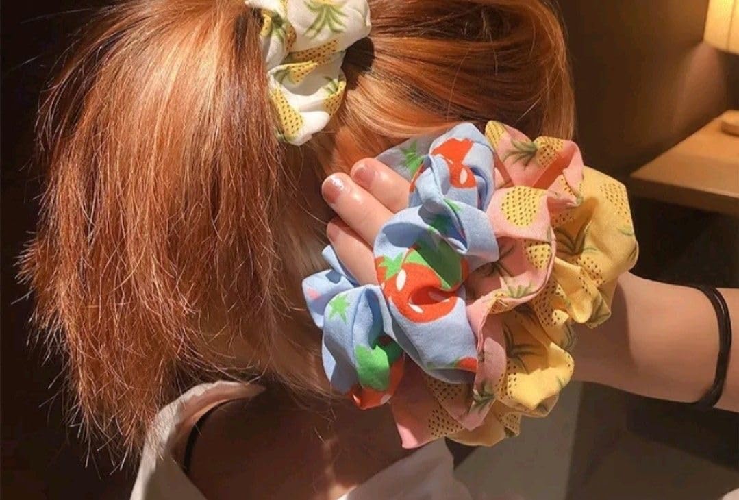 Blubby 30 Pcs Chiffon Hair Bands - Soft Ponytail Holders & Floral Hair Scrunchies for Women & Girls - Perfect for School, Work, Party & Everyday Use (Assorted Prints)