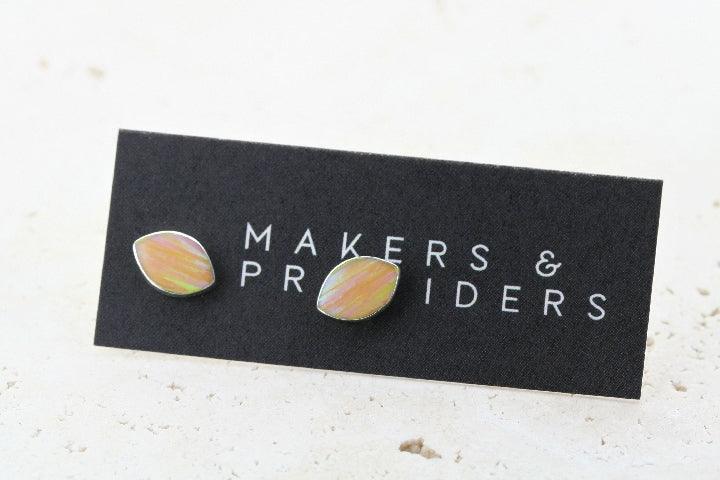 Opal Stud Earrings - Yellow Lime Seed Beads | Elegant Jewelry for Women, Perfect for Parties & Daily Wear