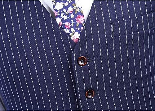 Men's 3-Piece Slim Fit Pinstripe Suit Set - Formal Business Tuxedo with Notch Lapel for Wedding & Special Occasions (Blazer, Vest, Pants) - Perfect for Grooms, Business Meetings & Black Tie Events