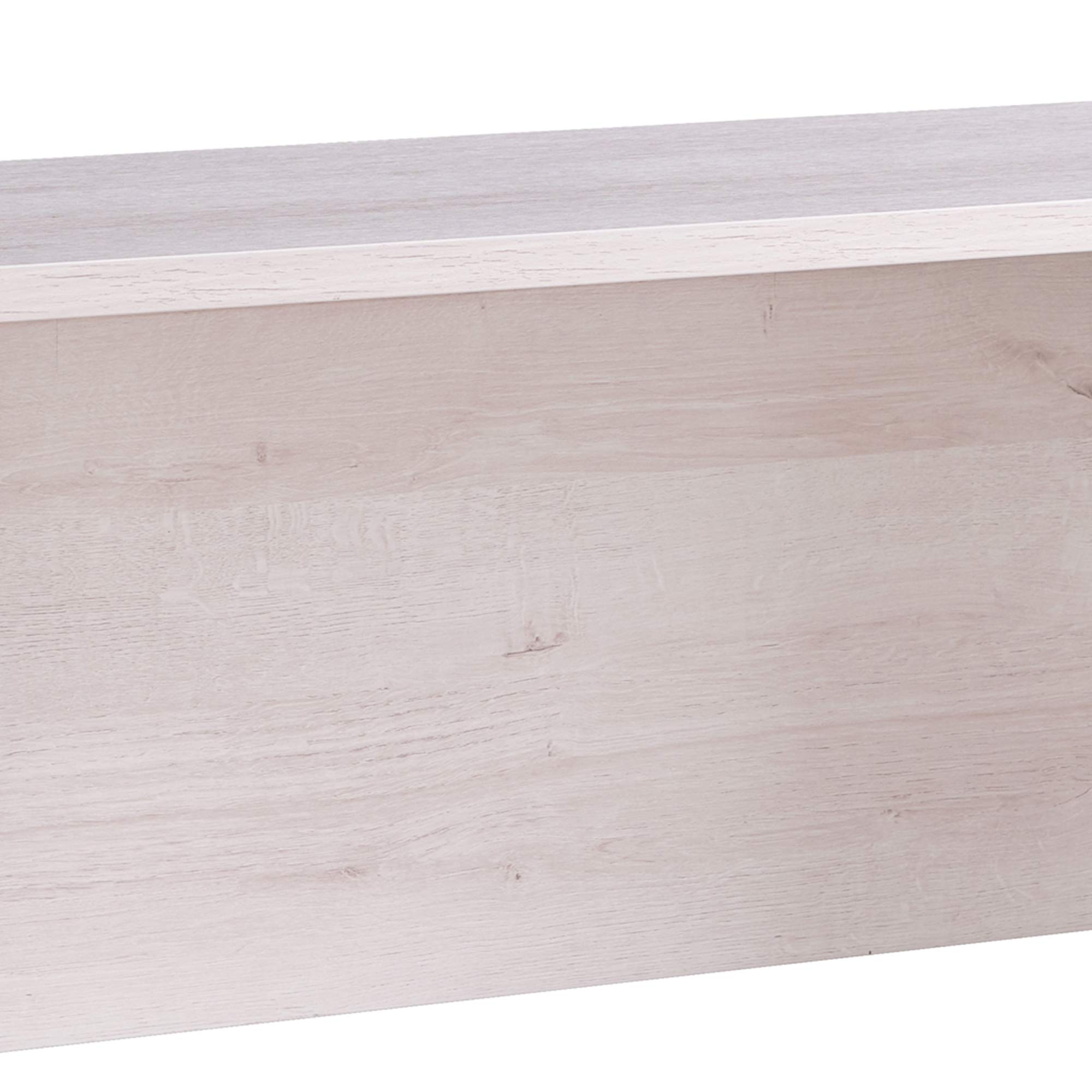 Benjara White Rectangular Wooden Desk with Casters & Grain Details - Home Office, Study, or Workspace Furniture for Modern Decor