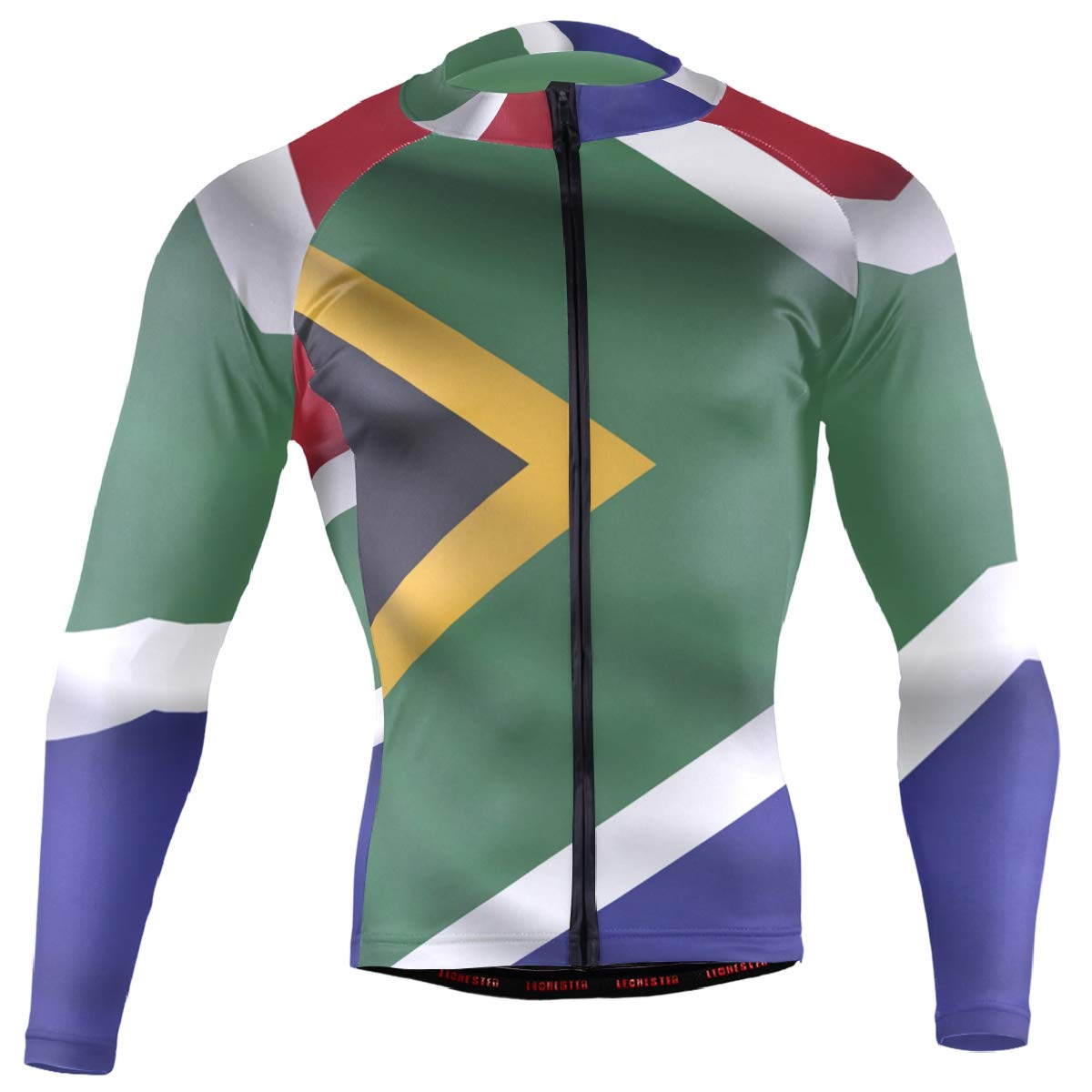 South Africa Flag Men's Cycling Jersey - Long Sleeve Bike Jacket for Road & Mountain Biking - Breathable & Moisture-Wicking Performance Shirt for Cycling Enthusiasts & Outdoor Sports