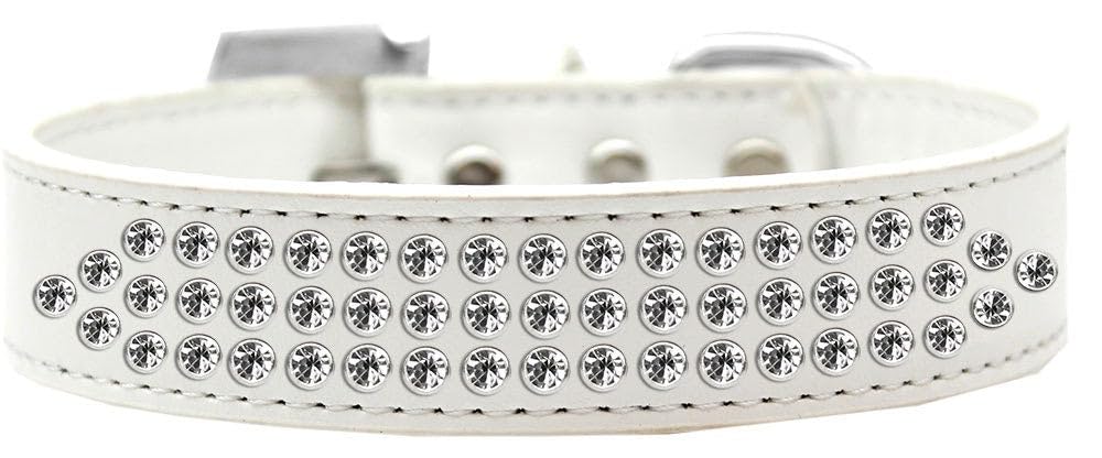 3-Row Clear Crystal Dog Collar - Size 12 - Lavender Purple for Small to Medium Dogs | Elegant Pet Accessory for Weddings, Parties & Daily Walks