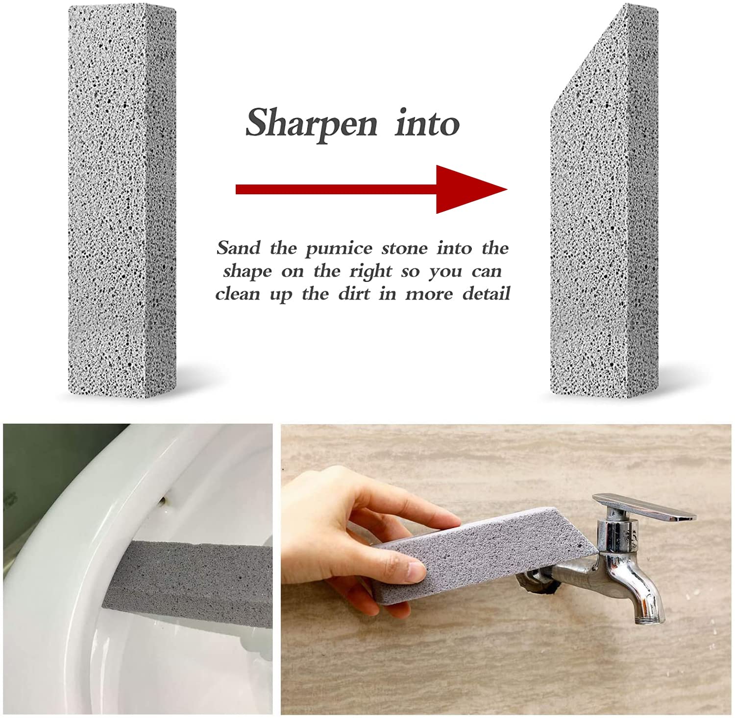 12 Pack Pumice Stone for Toilet Cleaning - Heavy Duty Pumice Stick Cleaner Removes Stubborn Toilet Bowl Rings, Hard Water Stains & Rust - Safe for Bathroom, Kitchen, Spa, Pool, Grill & Household Cleaning - Perfect for Deep Cleaning Toilets, Tubs, Sinks & Outdoor Surfaces