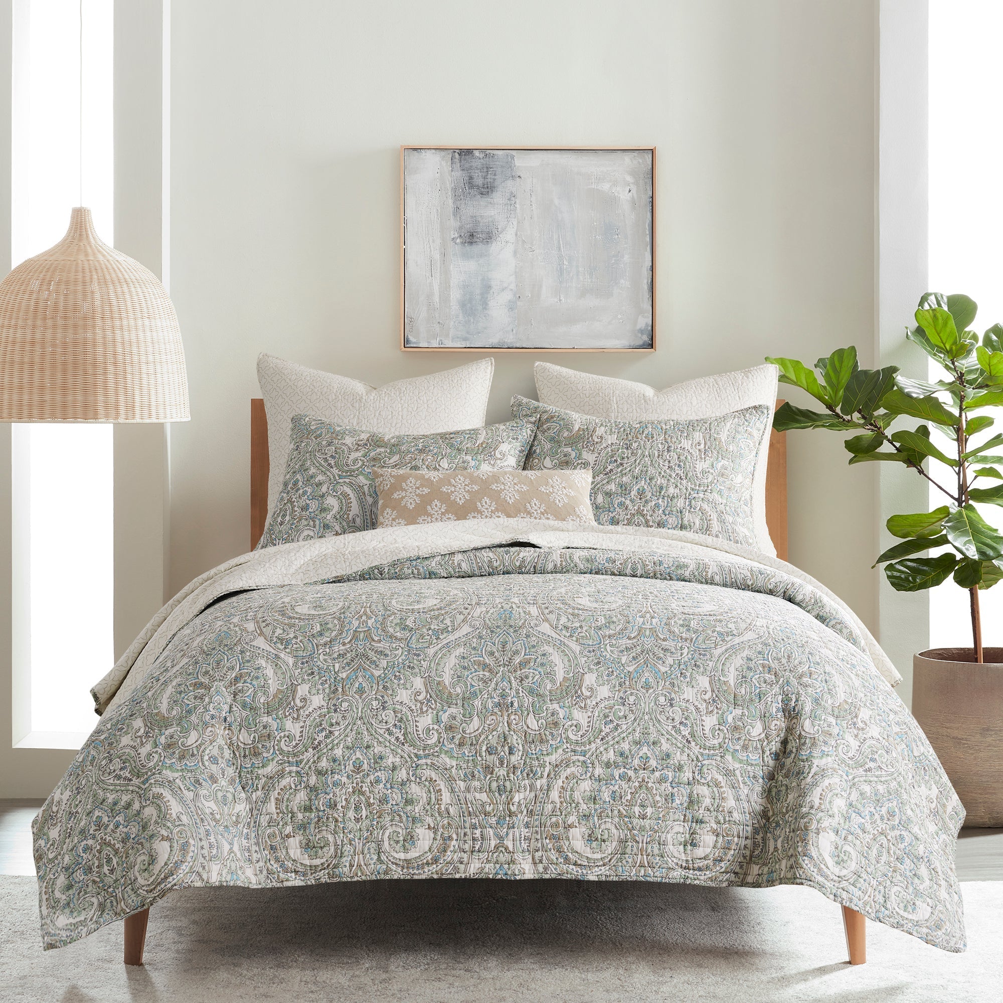 Assisi Mint Euro Sham 2-Pack - Premium Decorative Pillow Covers for Bedroom, Living Room & Guest Room Decor