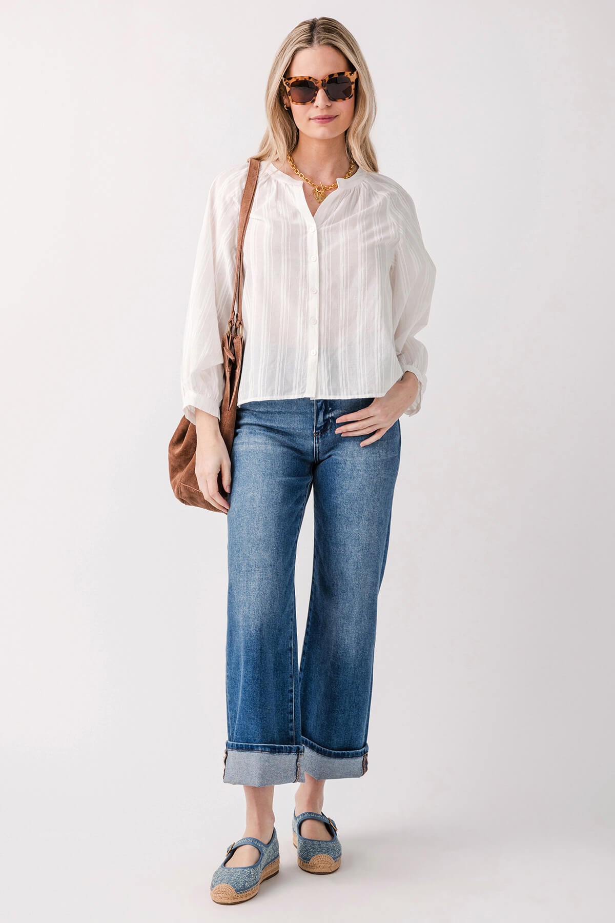 Risen Phoebe High Rise Crop Wide Leg Cuffed Jeans for Women - Trendy Distressed Denim Pants for Casual Outfits & Streetwear Fashion