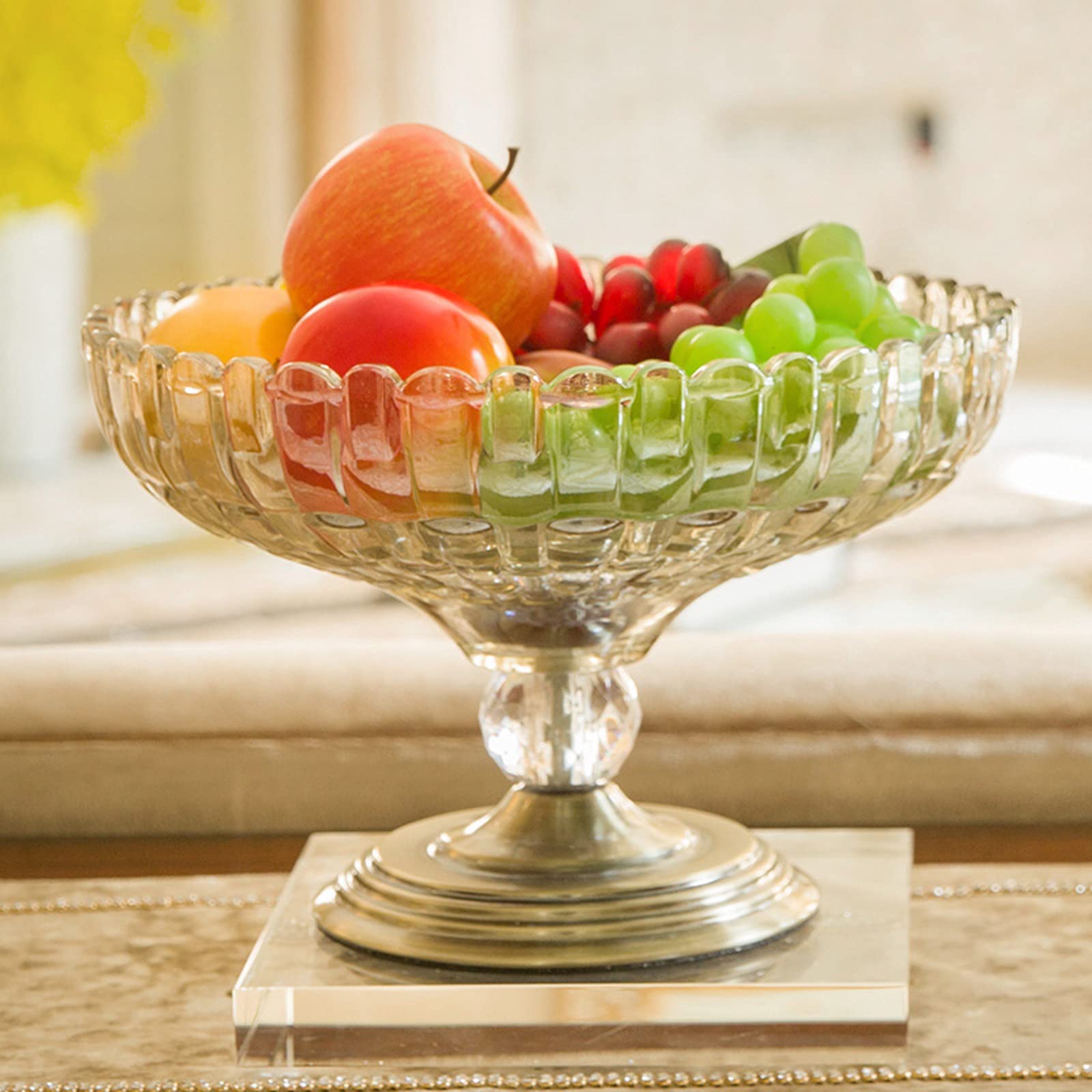 Vintage Metal Fruit Basket Bowl - Creative Crystal Fruit Dish Stand with Sturdy Design for Fruits, Vegetables, Snacks & Bread (20x30cm) - Perfect for Kitchen Countertop, Dining Table, and Party Serving