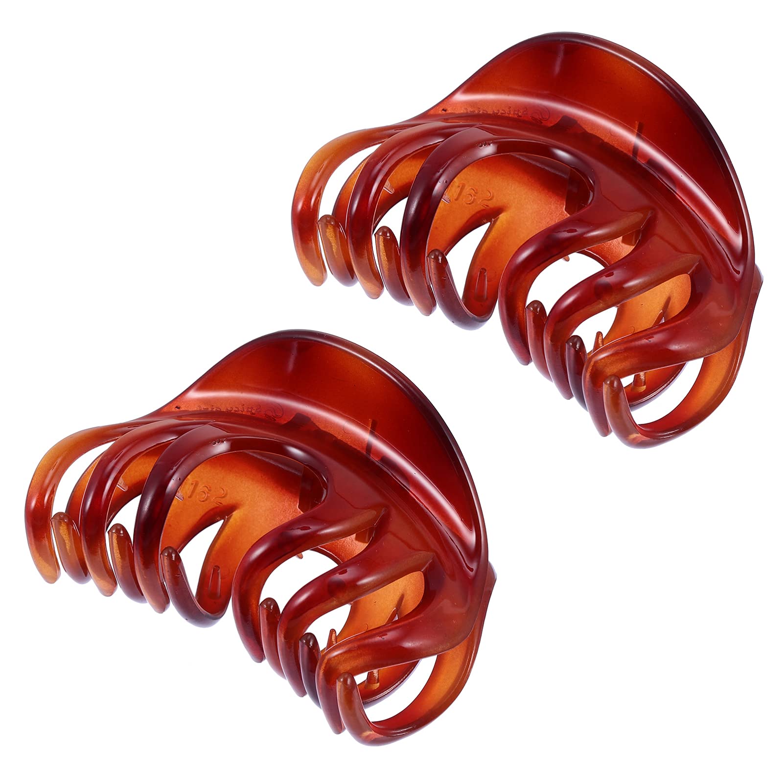 Beaupretty 2 Pack Octopus Hair Clips for Women - No Slip Grip Large Hair Claw Clamps, Delicate Acrylic Hair Jaw Clips in Coffee Color - Perfect for Thick Hair, Updos, Ponytails and Everyday Styling
