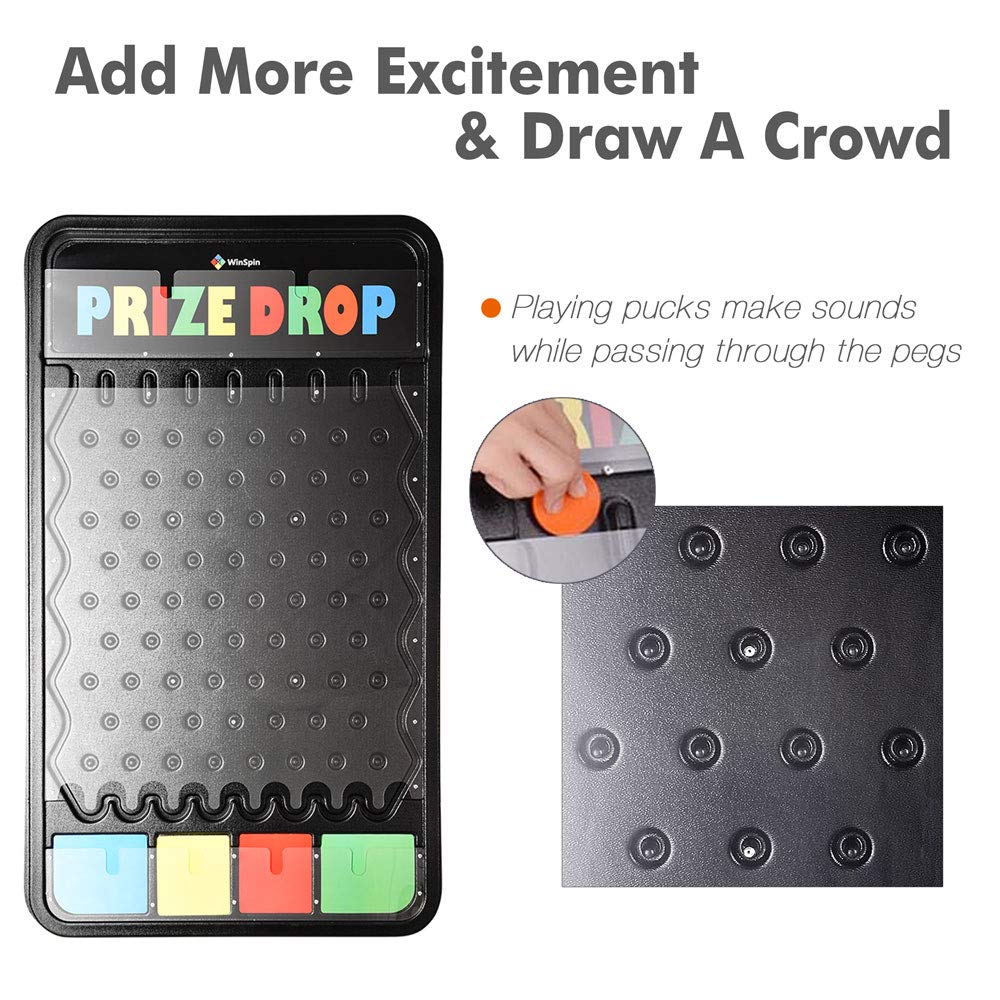 WinSpin 41x25 Inch Foldable Prize Drop Board Game Set with 12 Playing Pucks - Perfect for Carnivals, Trade Shows, Parties & Live Stream Events - Fun Interactive Game for Kids & Adults